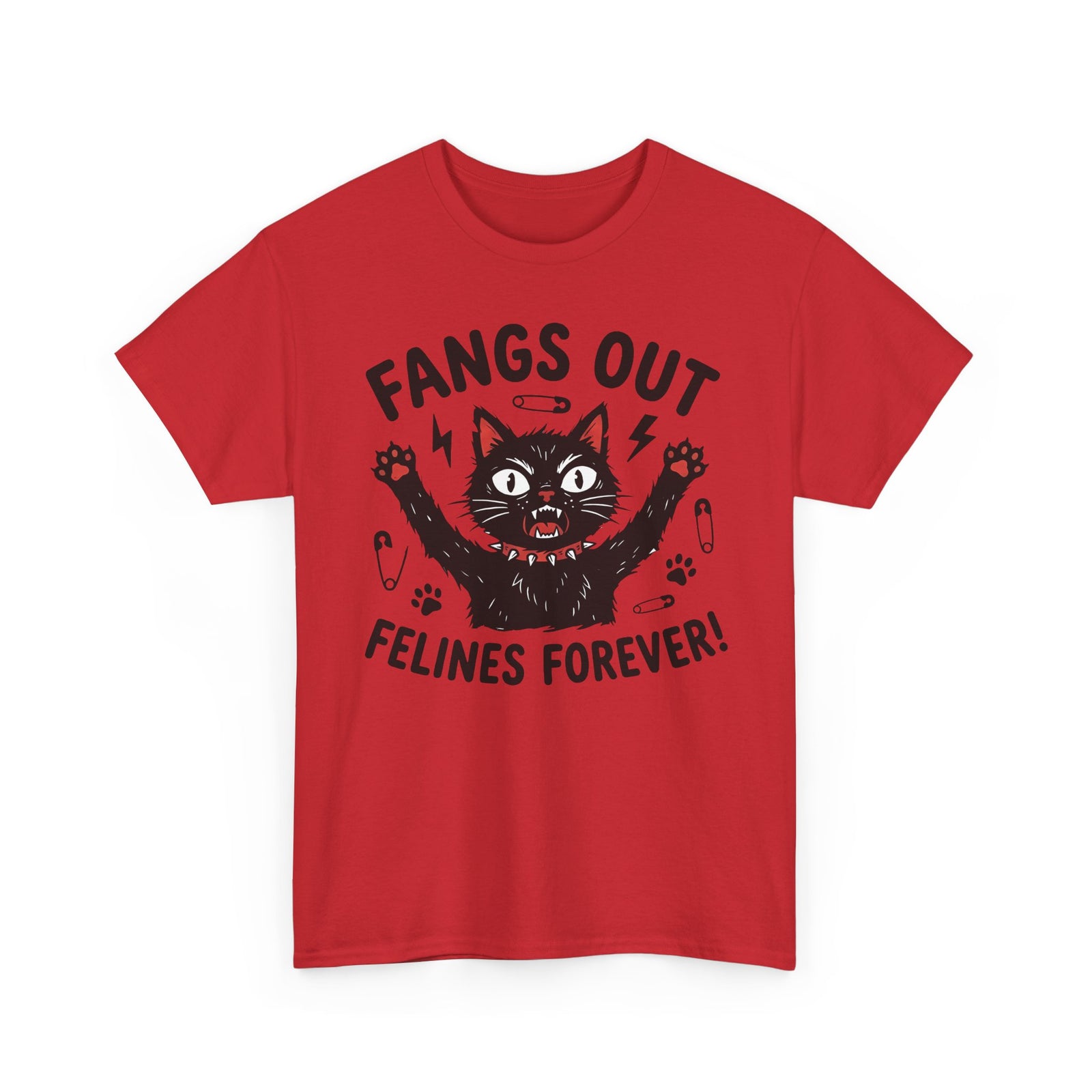 Fangs Out Felines Forever Tee — Cat Lover Graphic T‑Shirt