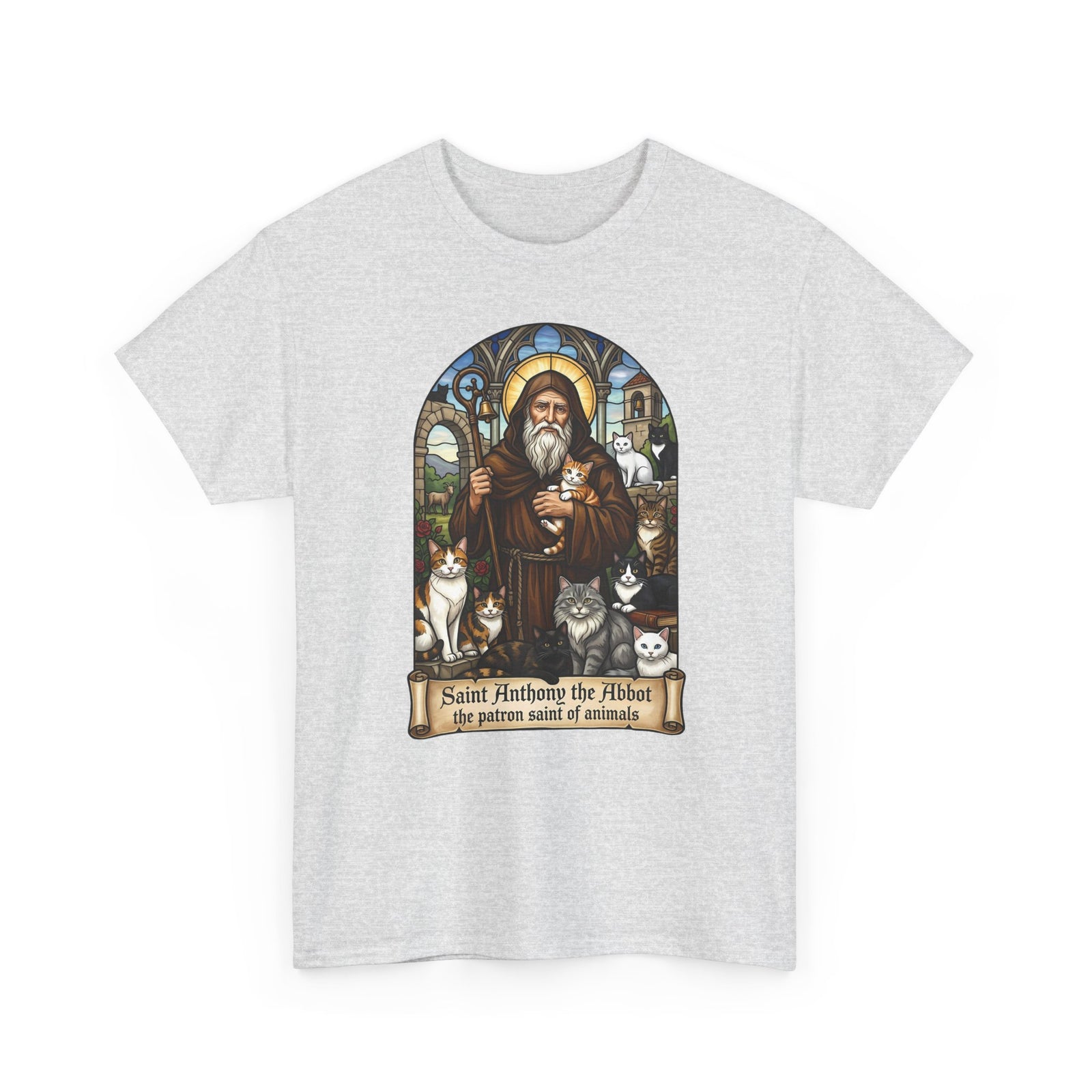 Saint Anthony the Abbot Cat T-Shirt Patron Saint of Animals Shirt