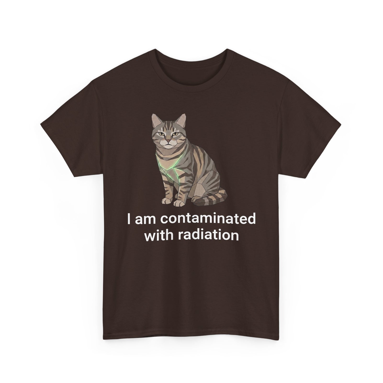 Funny Cat T-Shirt "I Am Contaminated with Radiation" Humorous Retro Radioactive Tee