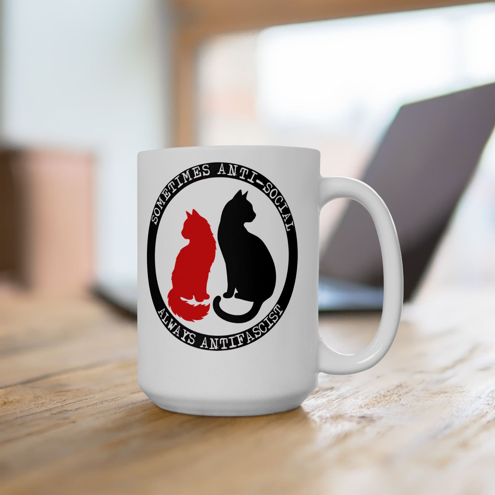 Sometimes Anti-Social, Always Antifascist Ceramic Mug