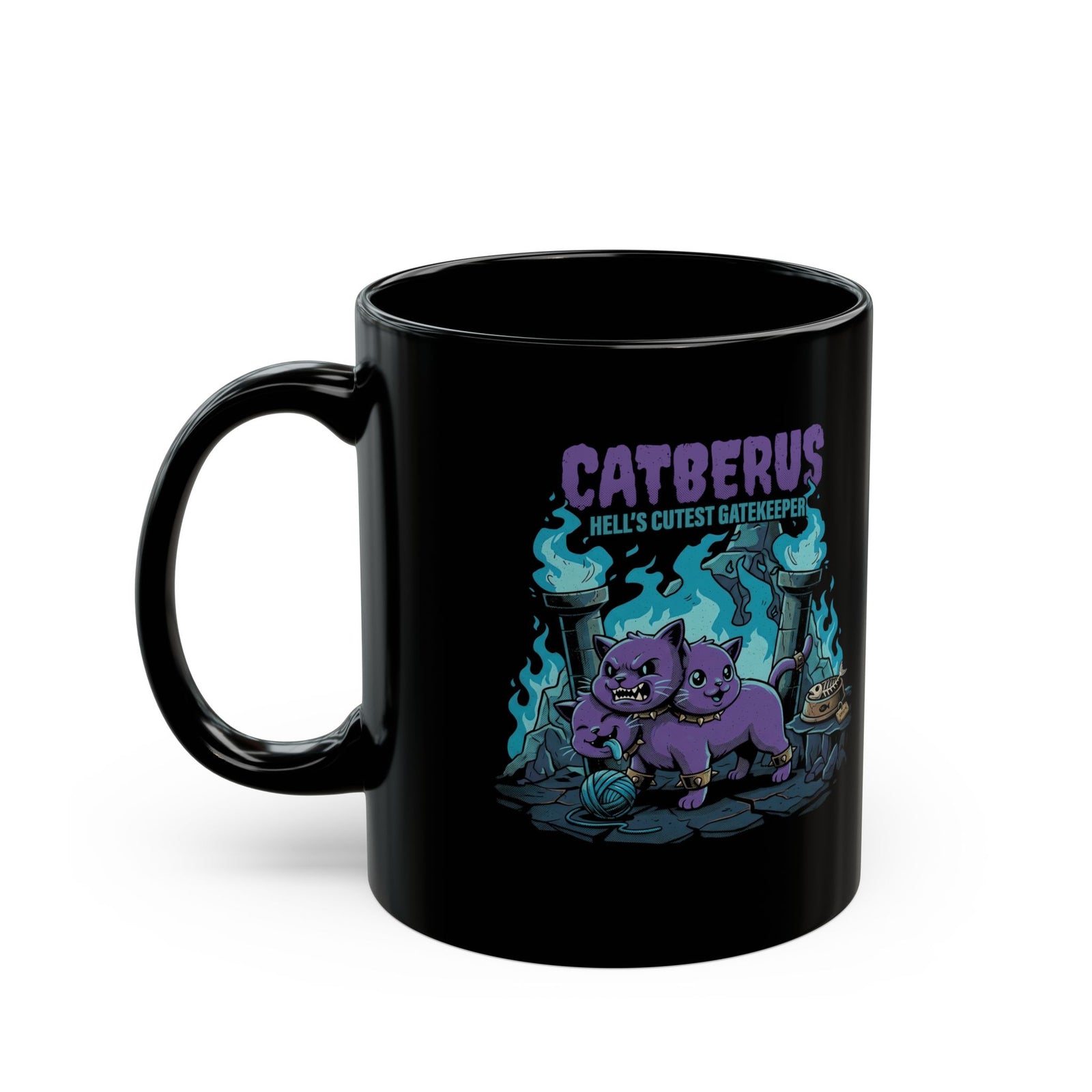 Catberus Spooky Cat Black Mug