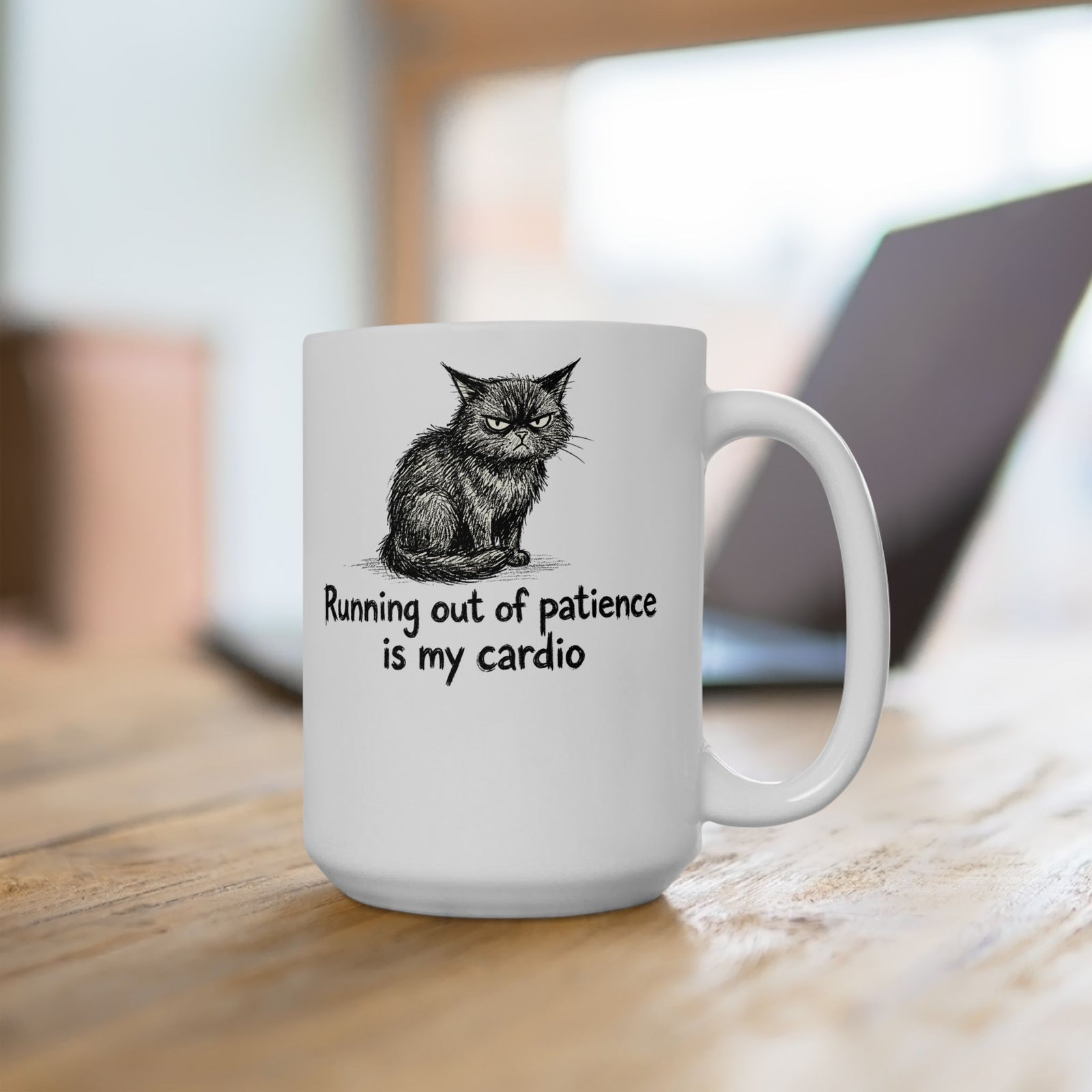 Running Out Of Patience Is My Cardio Cat Ceramic Mug