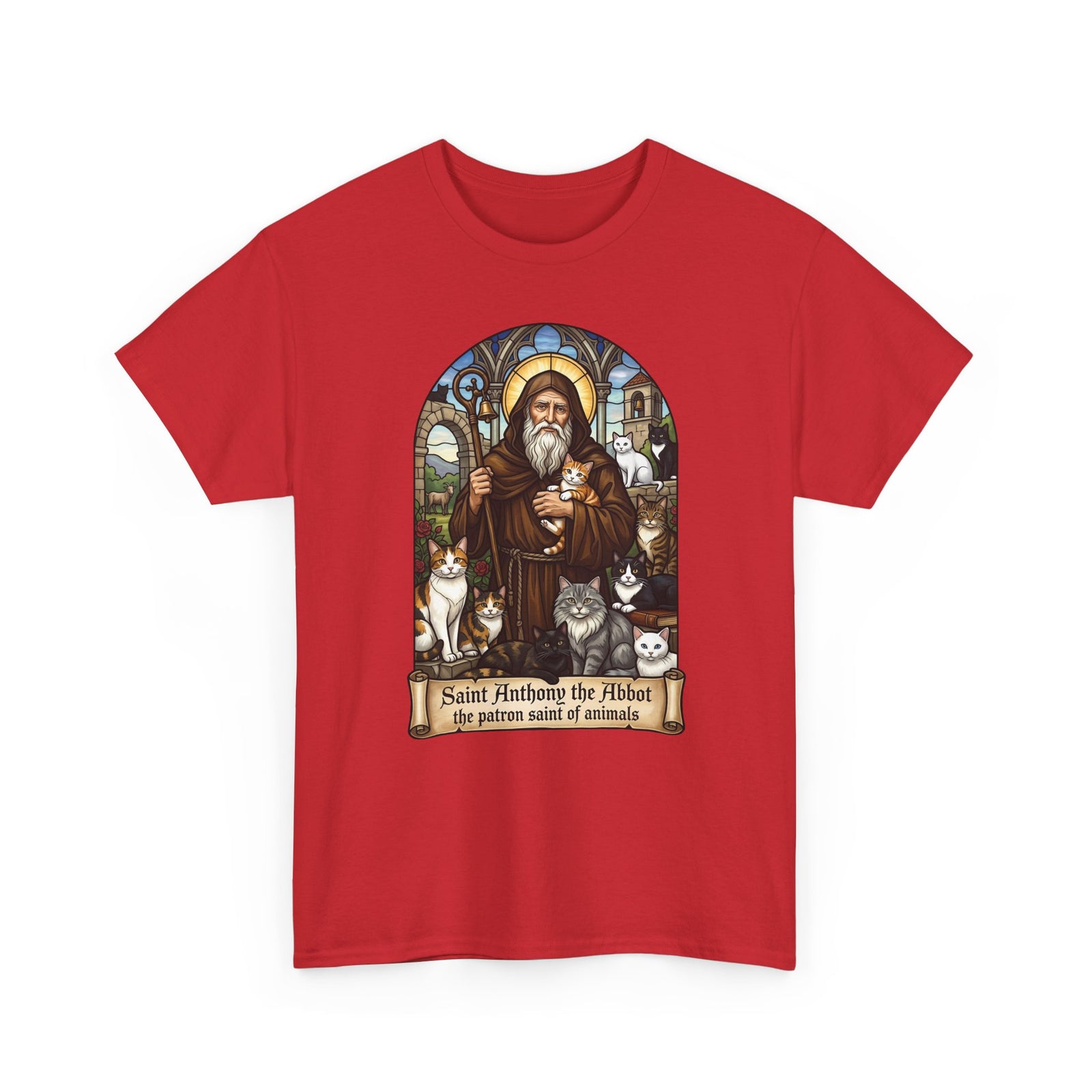 Saint Anthony the Abbot Cat T-Shirt Patron Saint of Animals Shirt