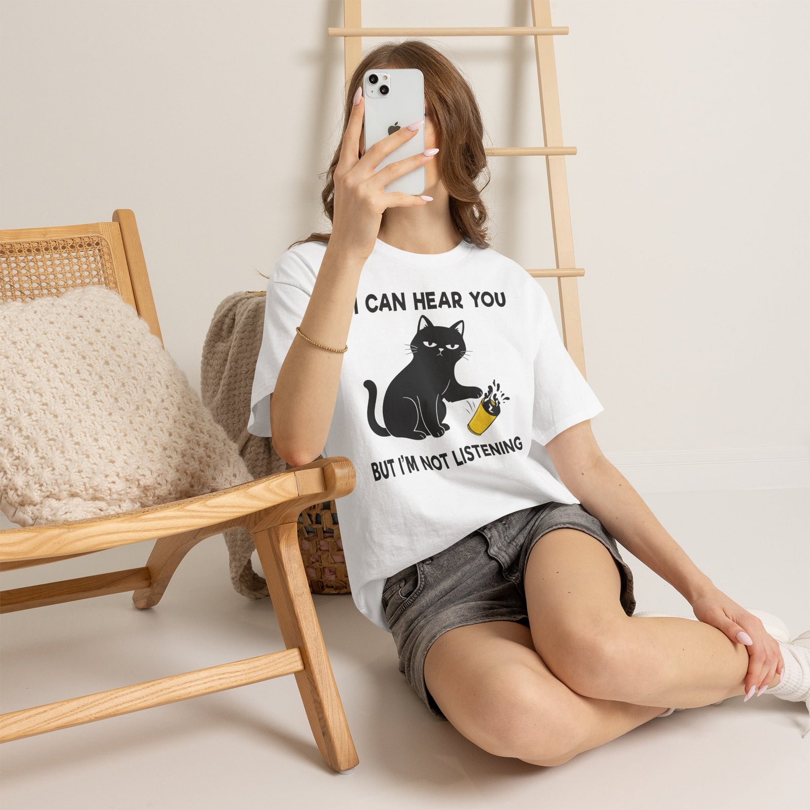 I Can Hear You But I'm Not Listening Funny Cat T-Shirt - Sarcastic Cat Lover Gift