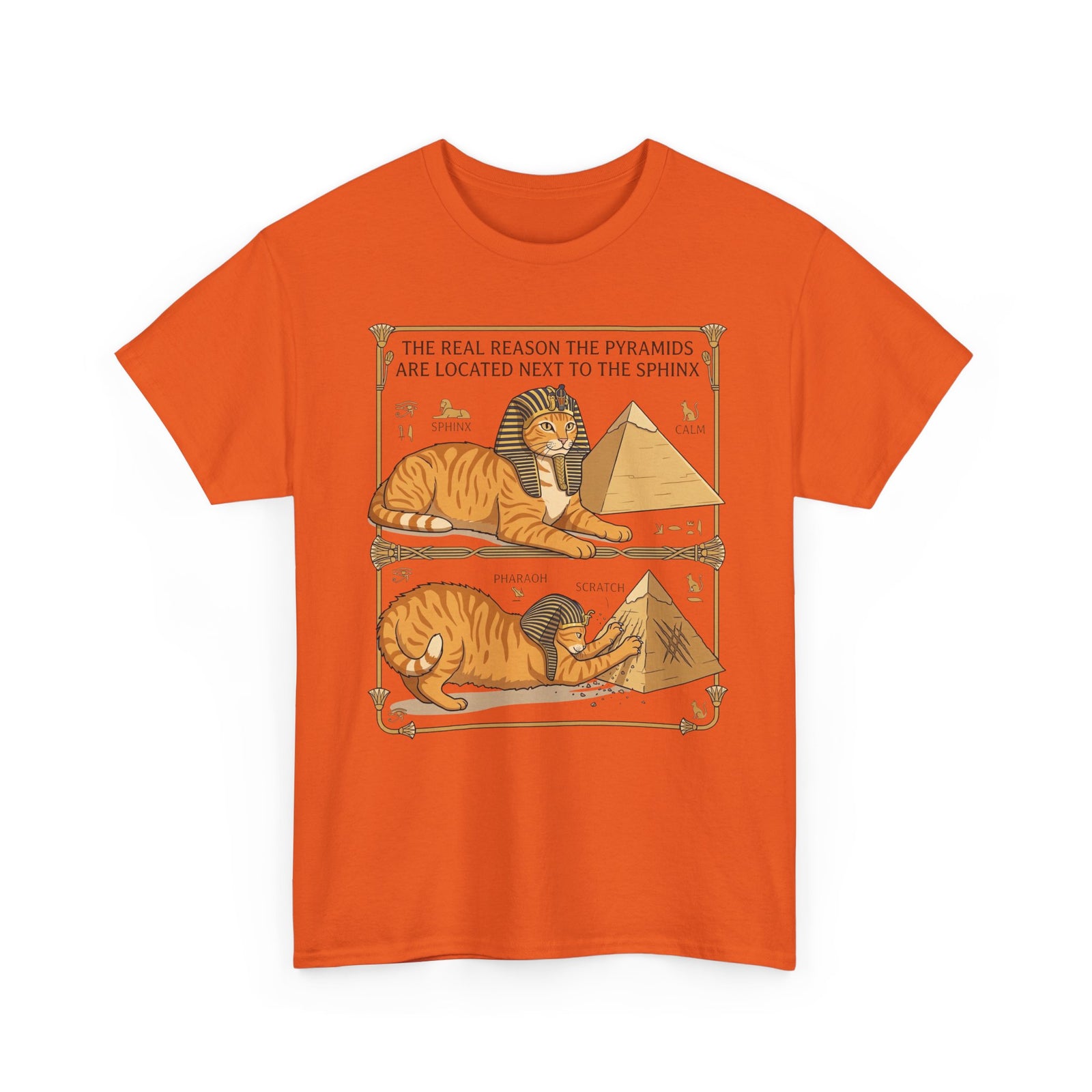 Funny Cat Pyramids Sphinx T-Shirt Ancient Egypt Scratching Design