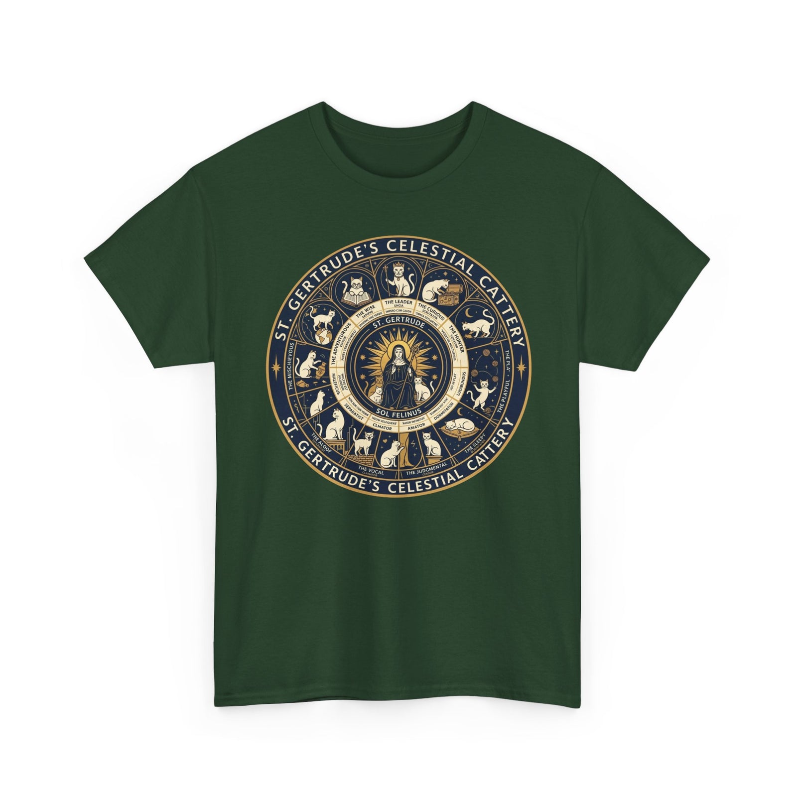 Saint Gertrude Gothic Cat Zodiac T-Shirt
