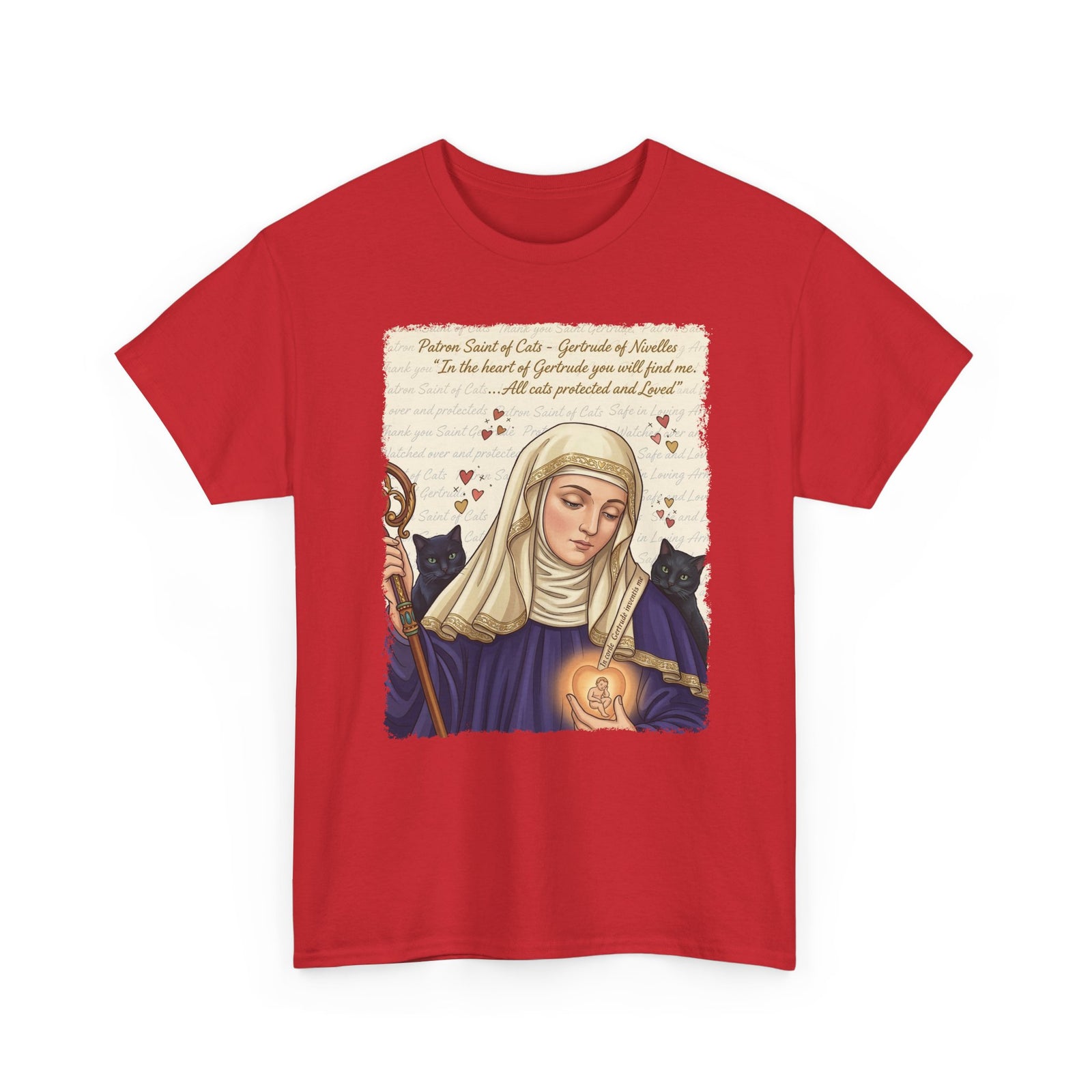 Gertrude of Nivelles "All Cats Protected and Loved" T-Shirt