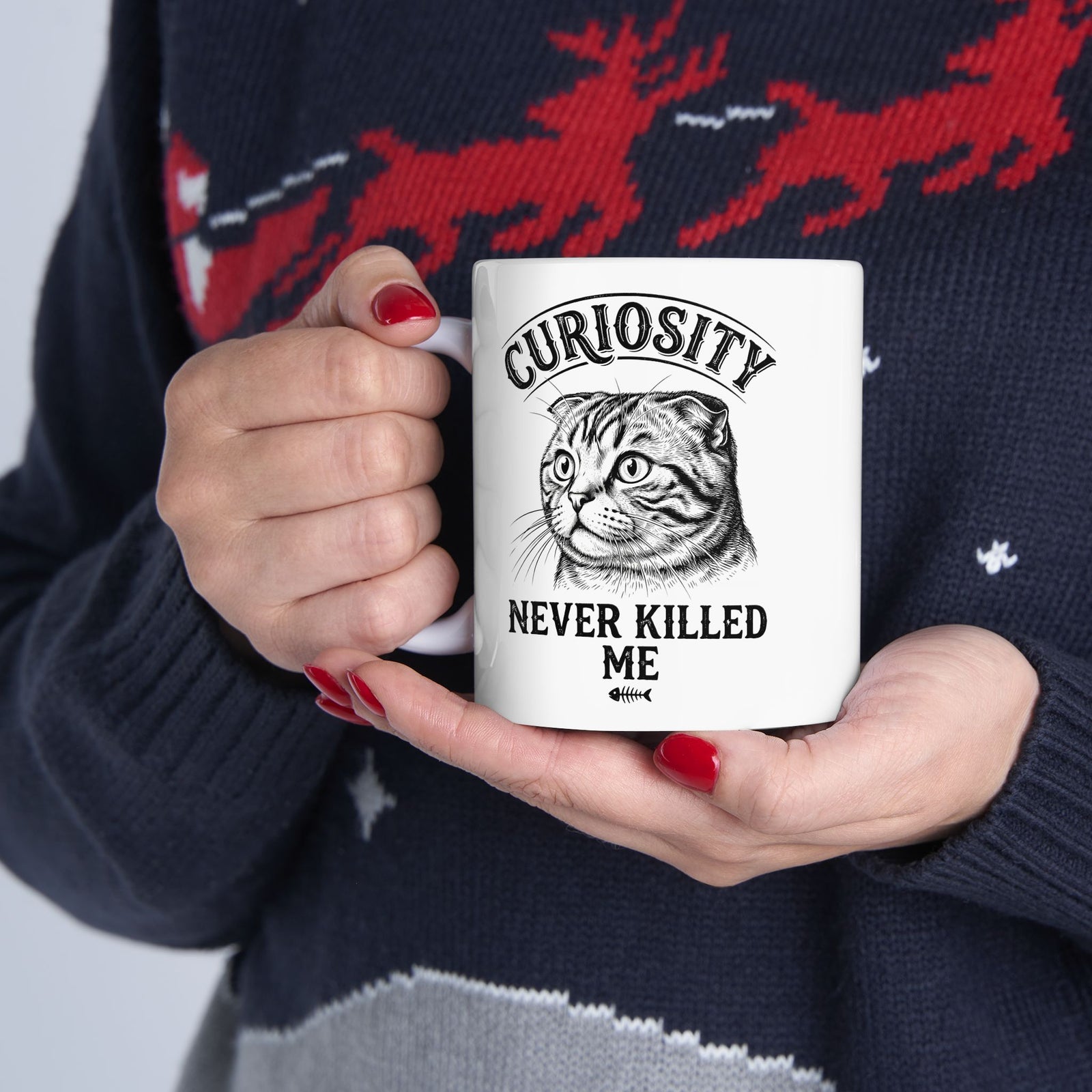 Curiosity Never Killed The Cat Ceramic Mug — Funny Cat Lover Mug