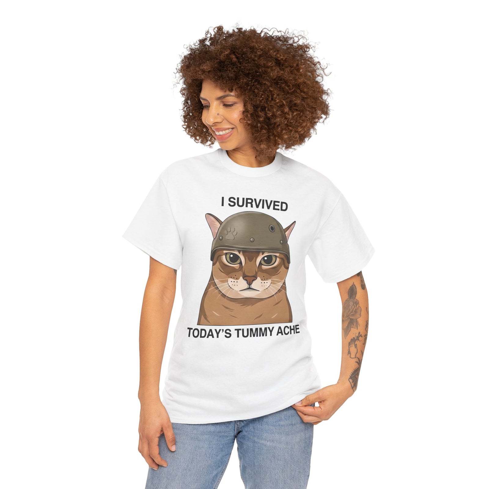 I Survived Today's Tummy Ache T-Shirt — Funny Novelty Tee for Moms, Kids & Caregivers