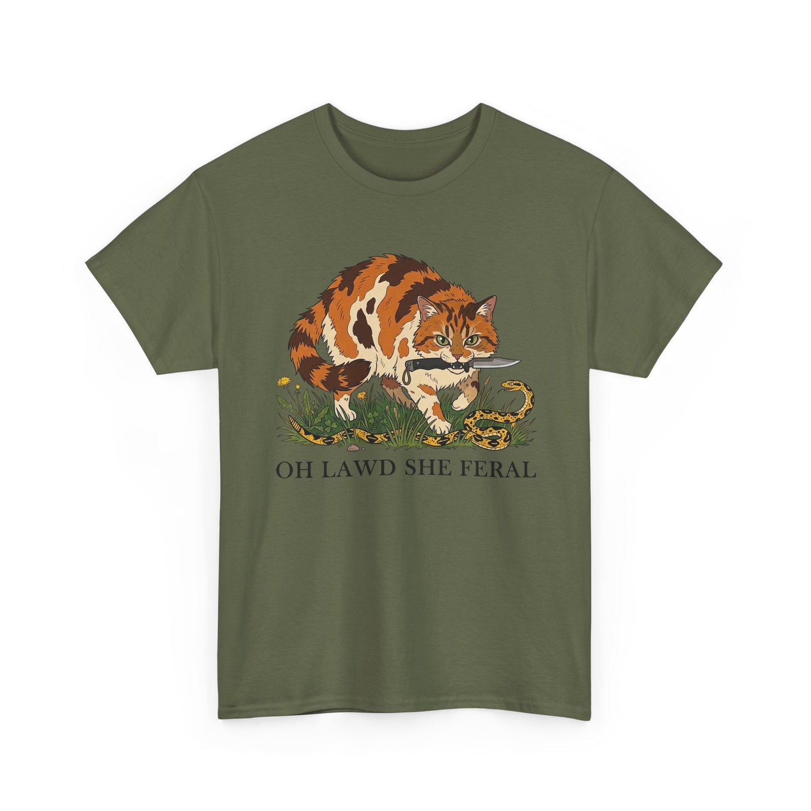 Feral Cats Tee — “Oh Lawd She Feral Cats!” Graphic T-Shirt