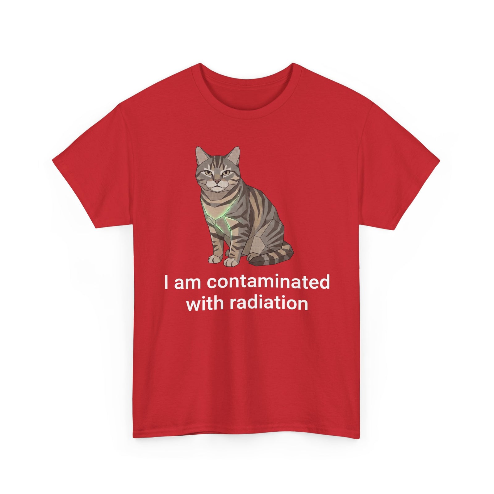 Funny Cat T-Shirt "I Am Contaminated with Radiation" Humorous Retro Radioactive Tee