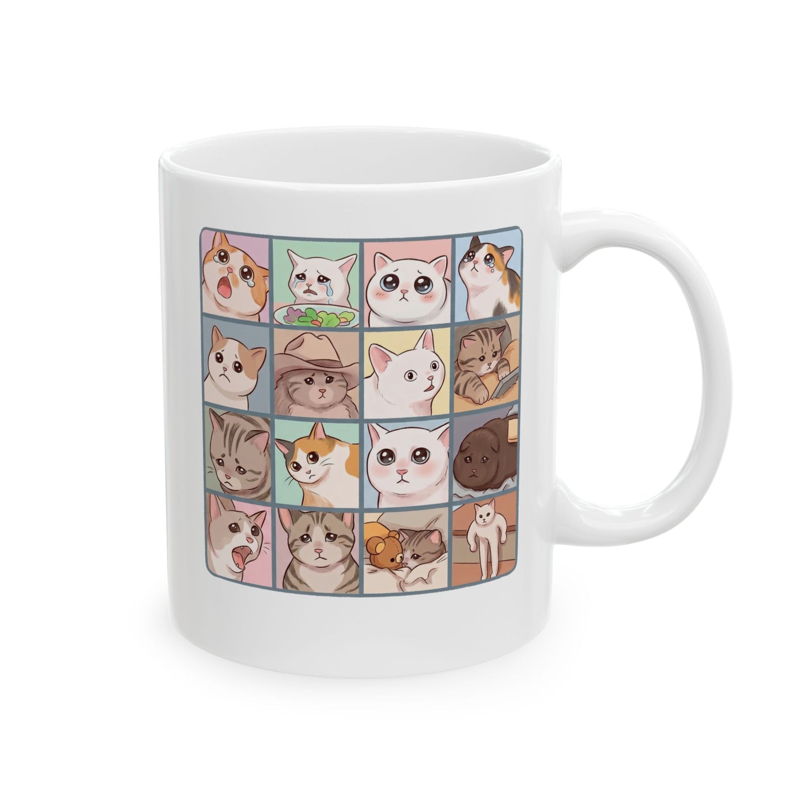 Cat Reactions Mug Funny Cat Memes Ceramic Mug