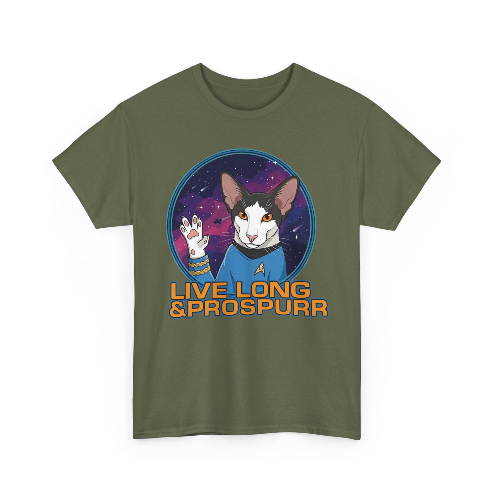 Sci‑Fi Cat 'Live Long Prospurr' T-Shirt