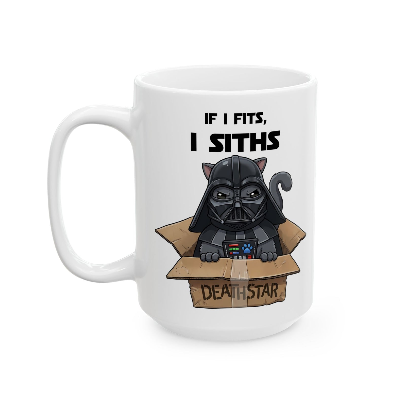Space Villain Kitten Retro Galaxy Cat Ceramic Mug Funny Cat in Box Graphic Mug