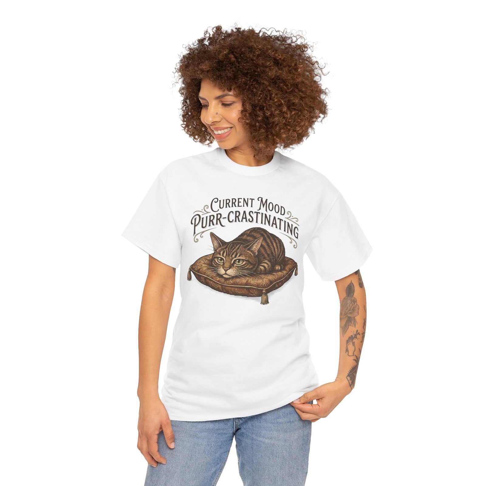 Current Mood: Purr-Crastinating Cat T-Shirt