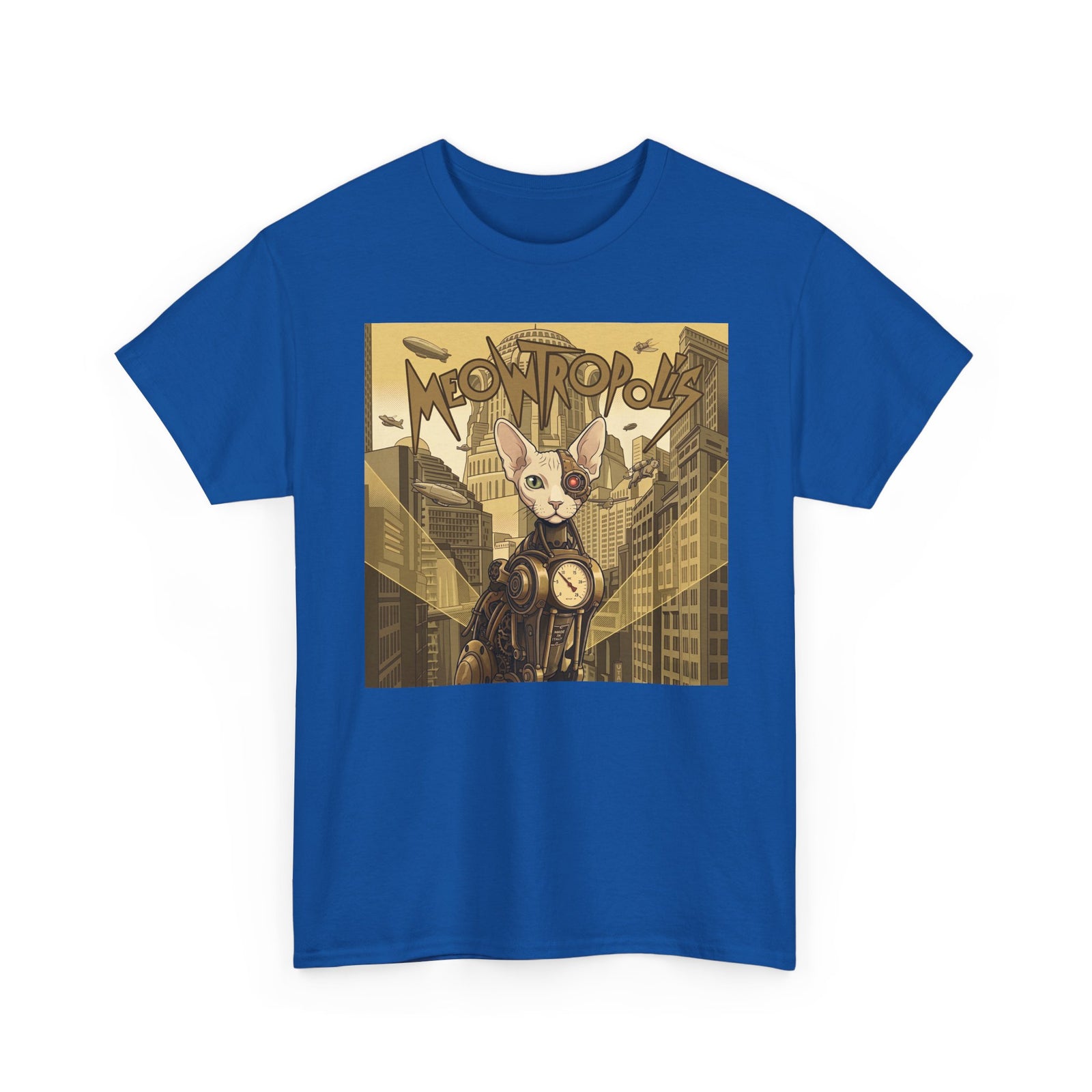 Meowtropolis Sci‑Fi Cat T-Shirt — Futuristic Cat Graphic Tee