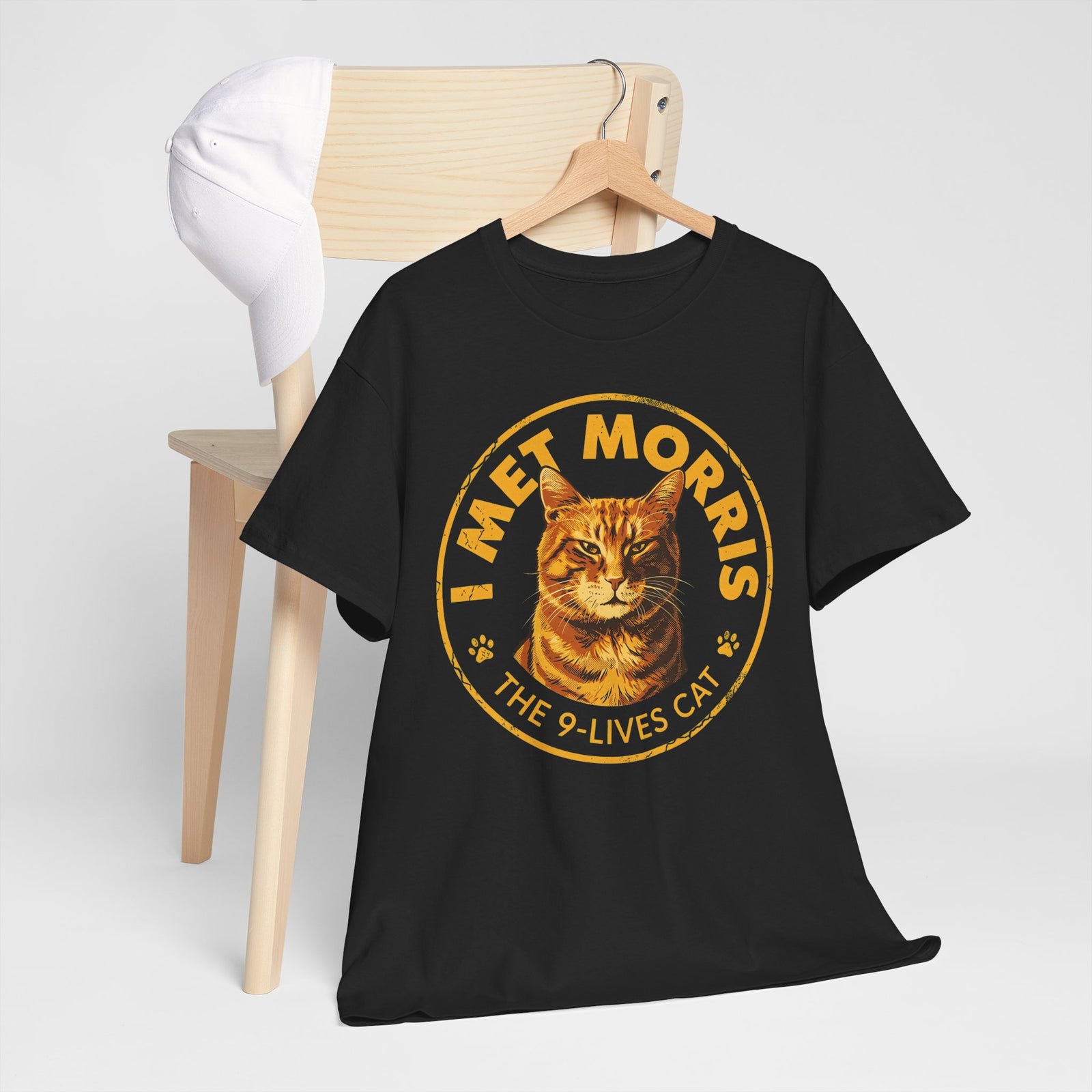 Cat T-Shirt — "I Met Morris" 9-Lives Vintage Cat Graphic Tee