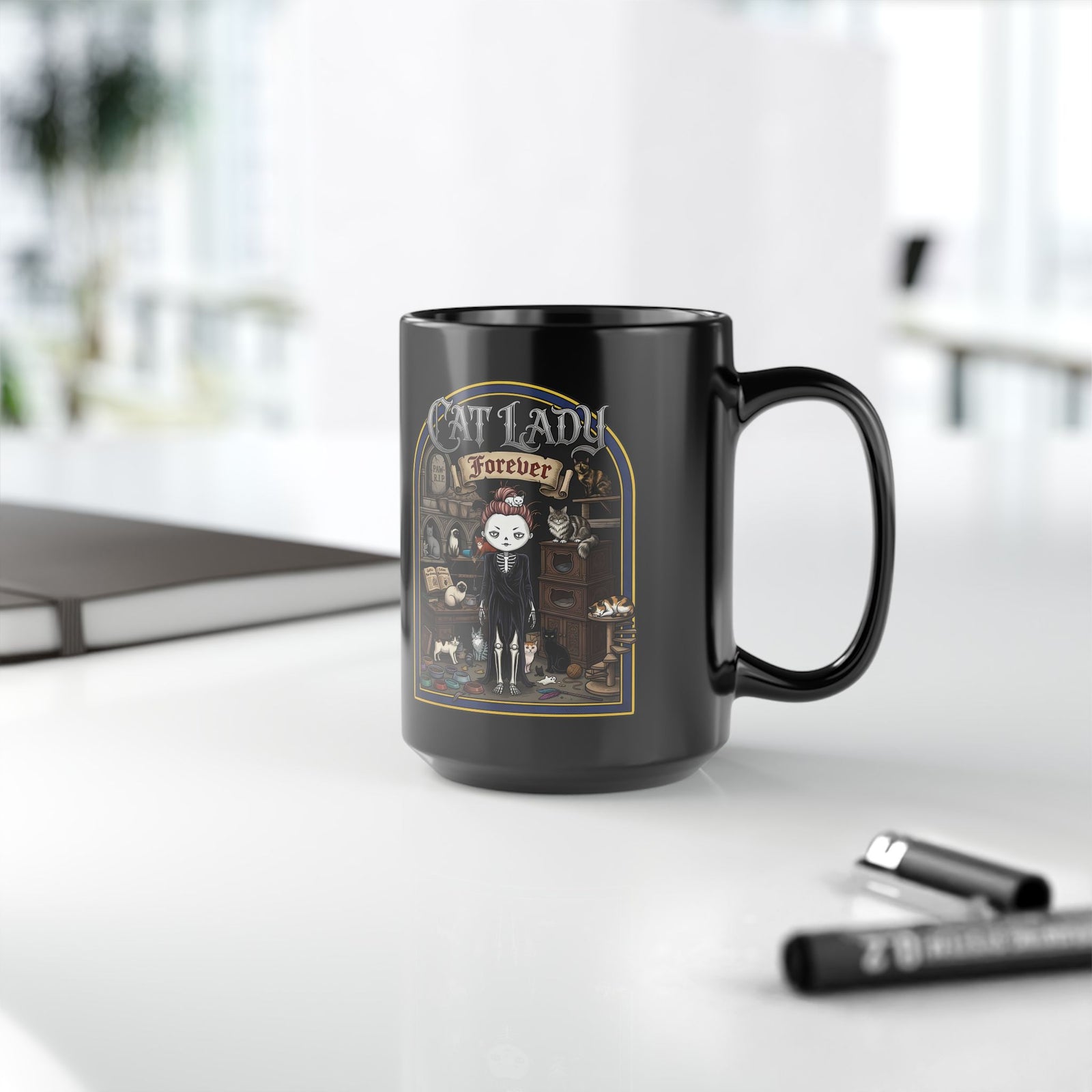 Cat Lady Black Mug Funny Cat Lover Mug