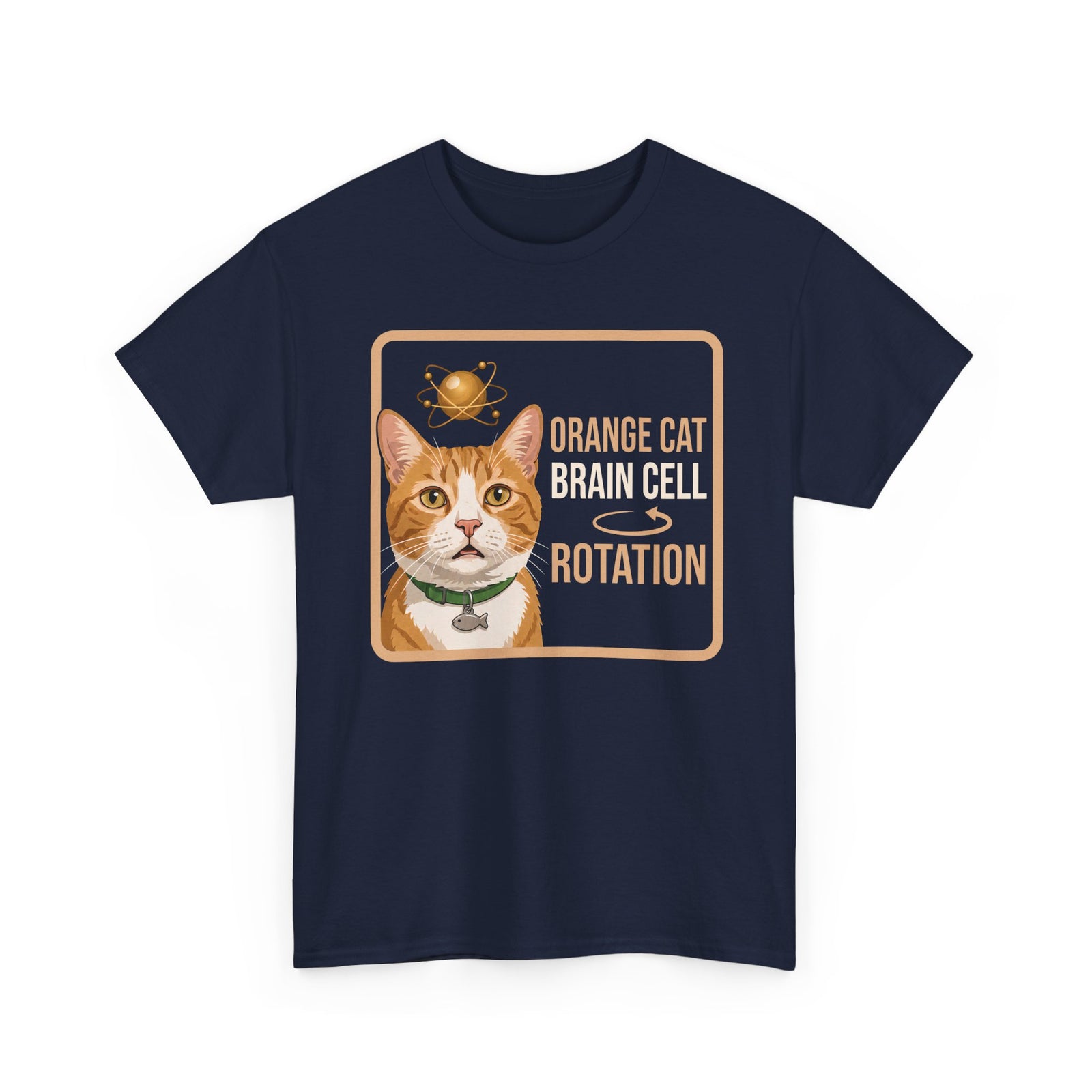 Orange Cat Brain Cell Rotation T-Shirt