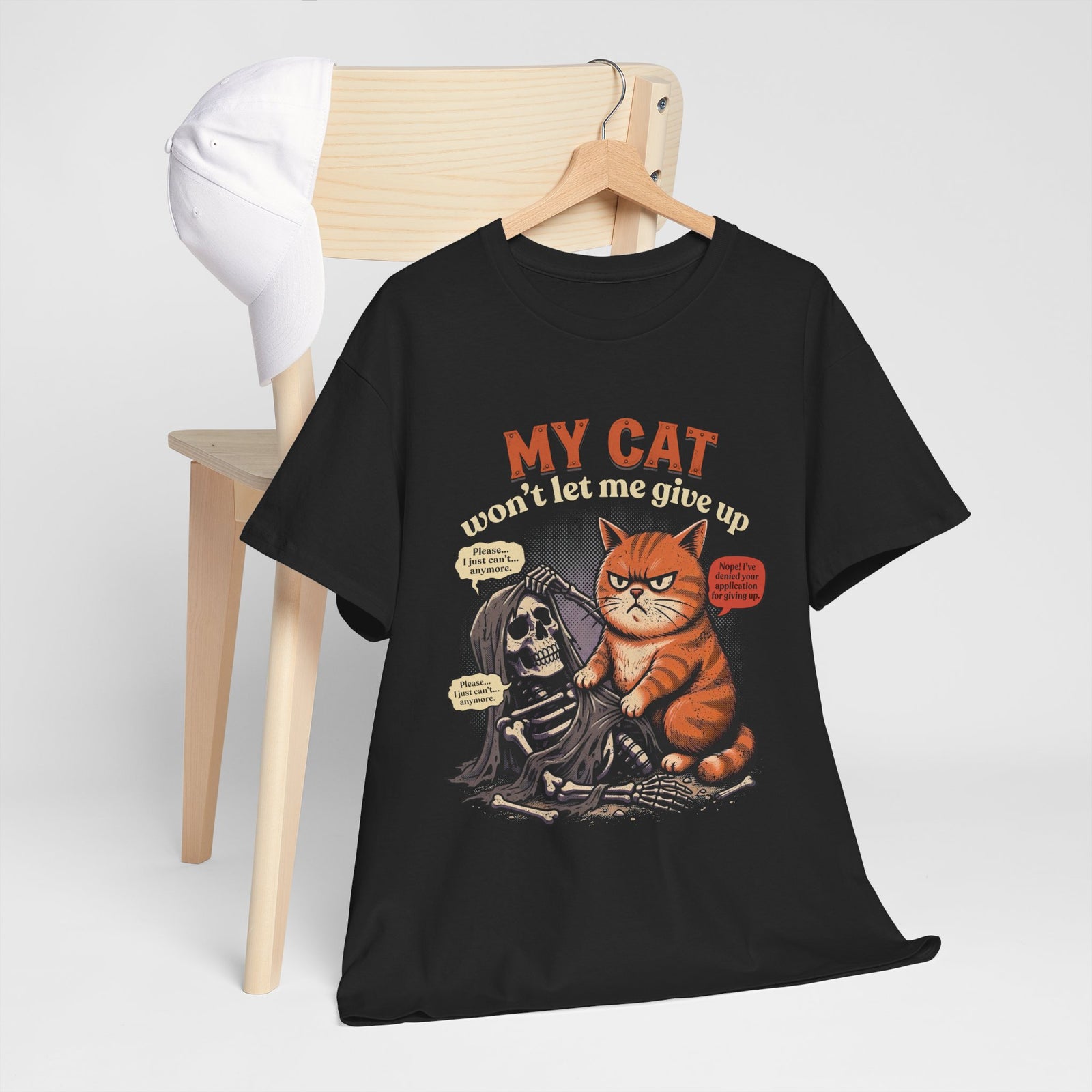 “My Cat Won’t Let Me Give Up” T‑Shirt — Cat Lover Motivational Tee