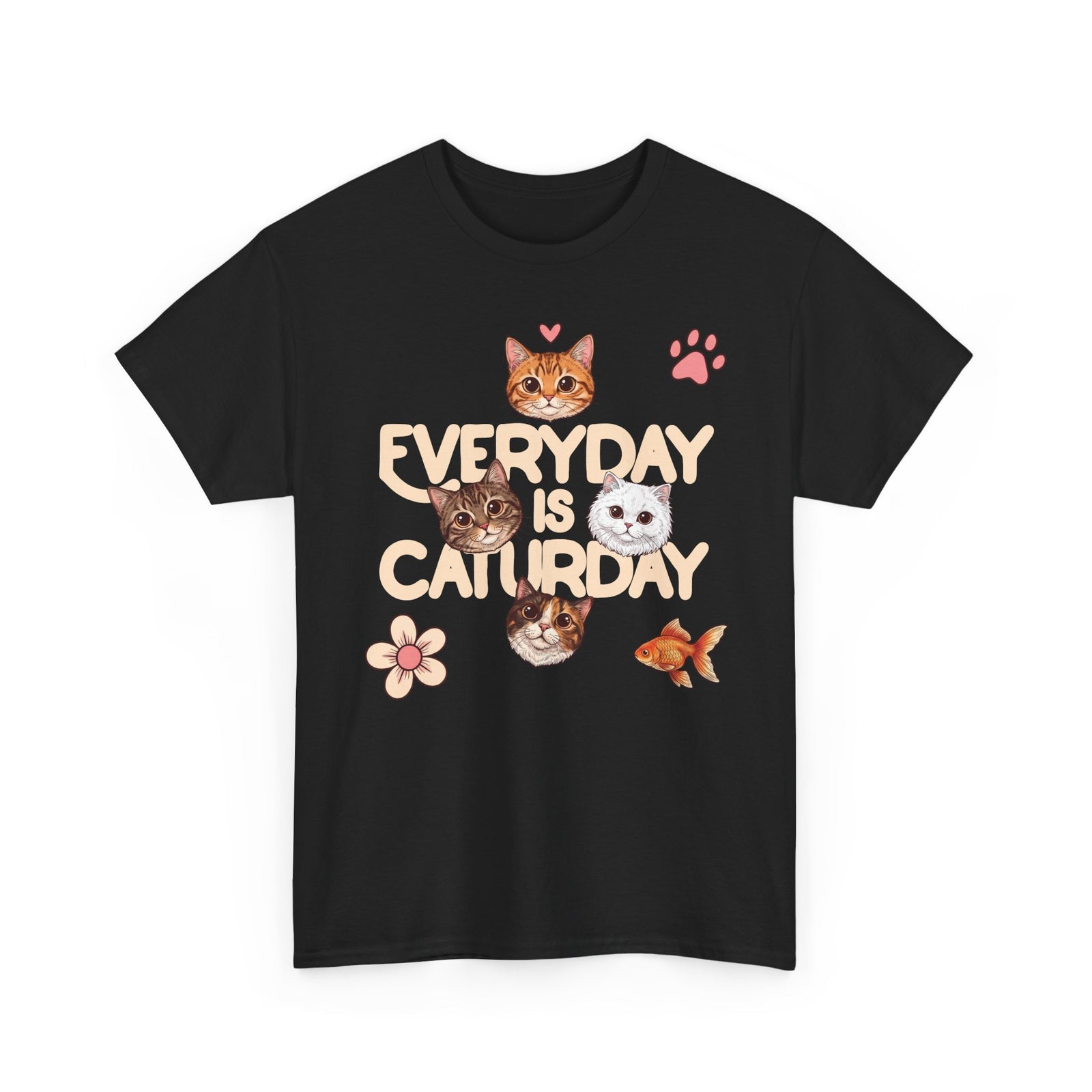 Everyday Is Caturday T-Shirt — Cute Whimsical Four Cats Graphic Tee