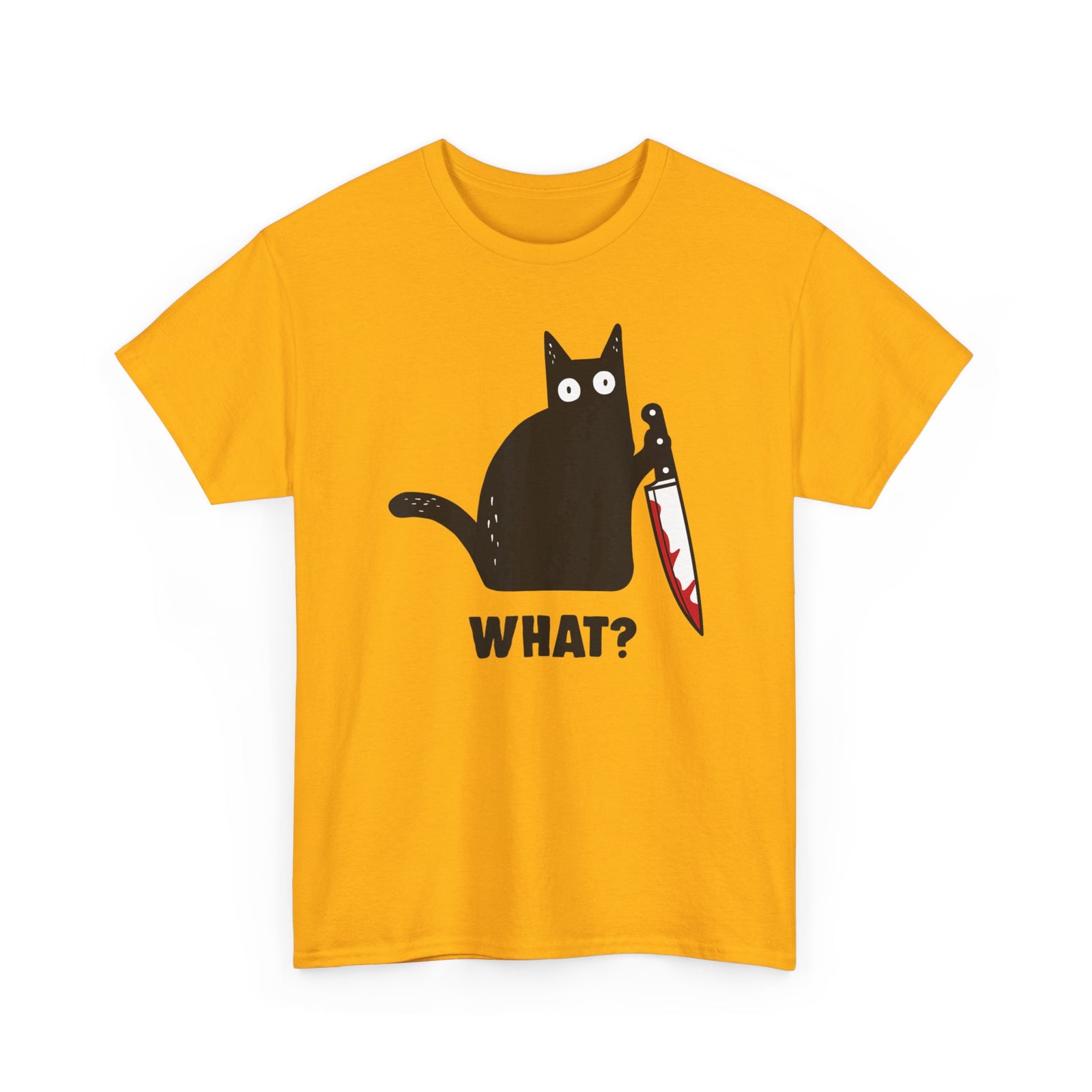 "WHAT?" Cat Funny Horror T‑Shirt