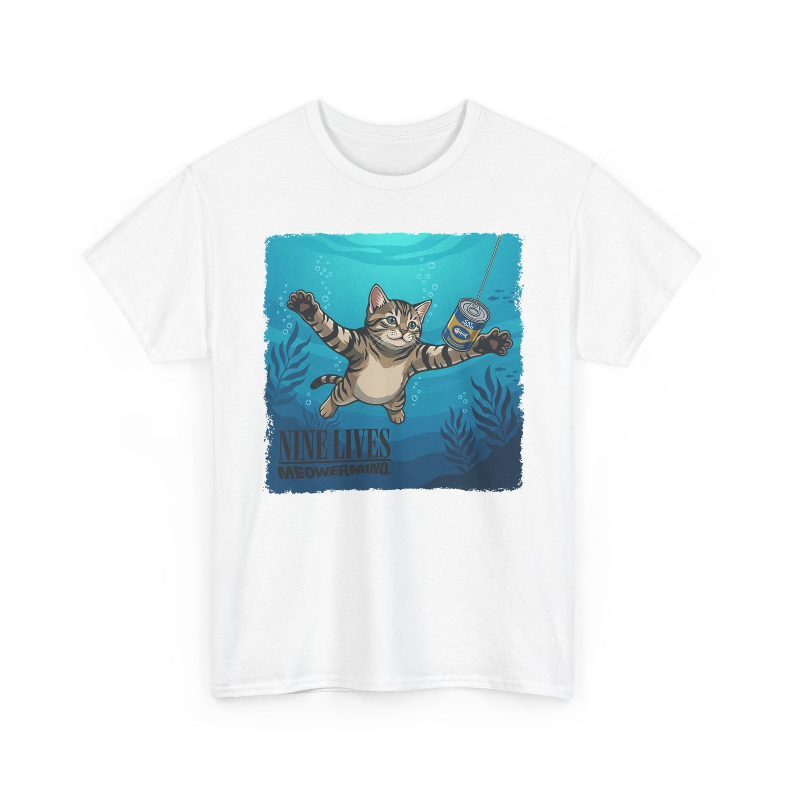 T-Shirt — 'Nine Lives' Diving Cat Graphic Tee