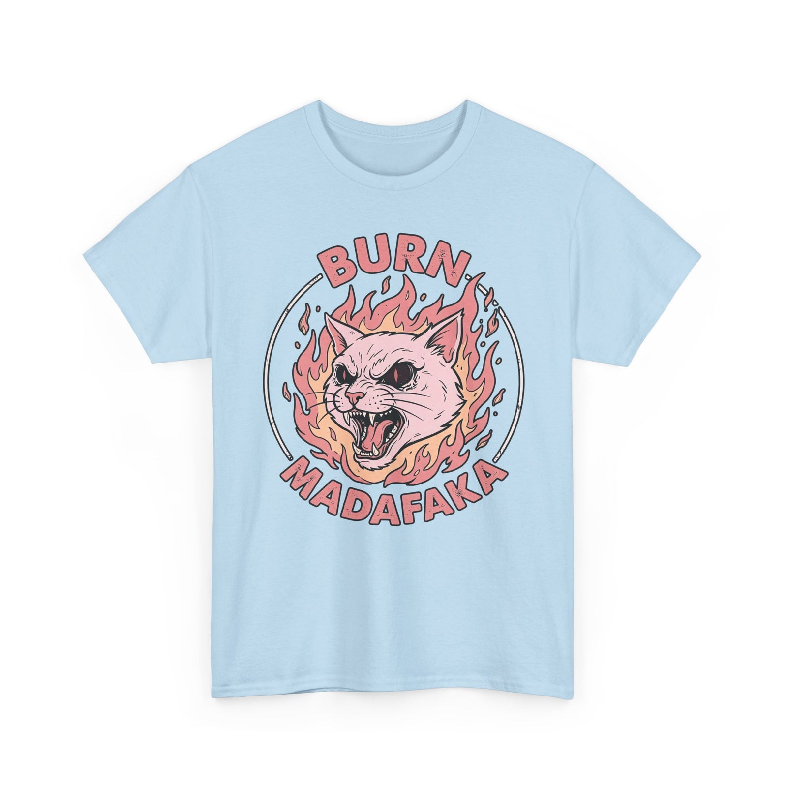 Funny Cat T‑Shirt — "Burn Madafaka" Graphic Tee