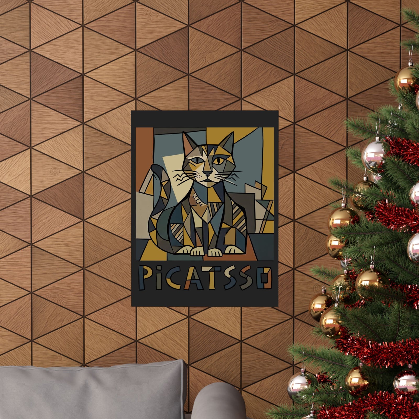 Picatsso Cat Art Poster — Playful Cat Picasso Design