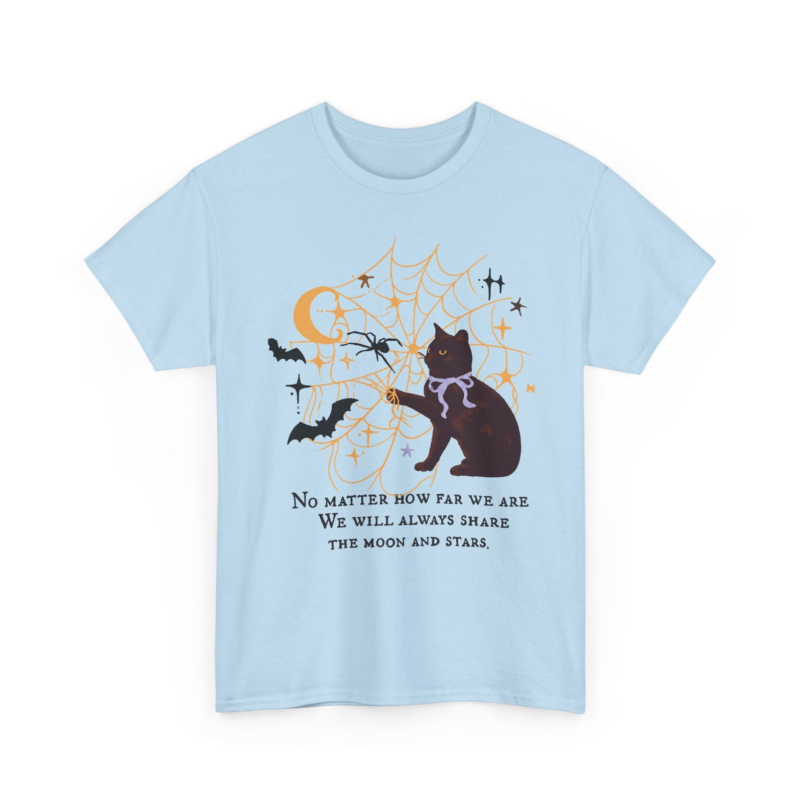 We Will Always Share The Moon And Stars Black Cat T-Shirt — Celestial Halloween Tee