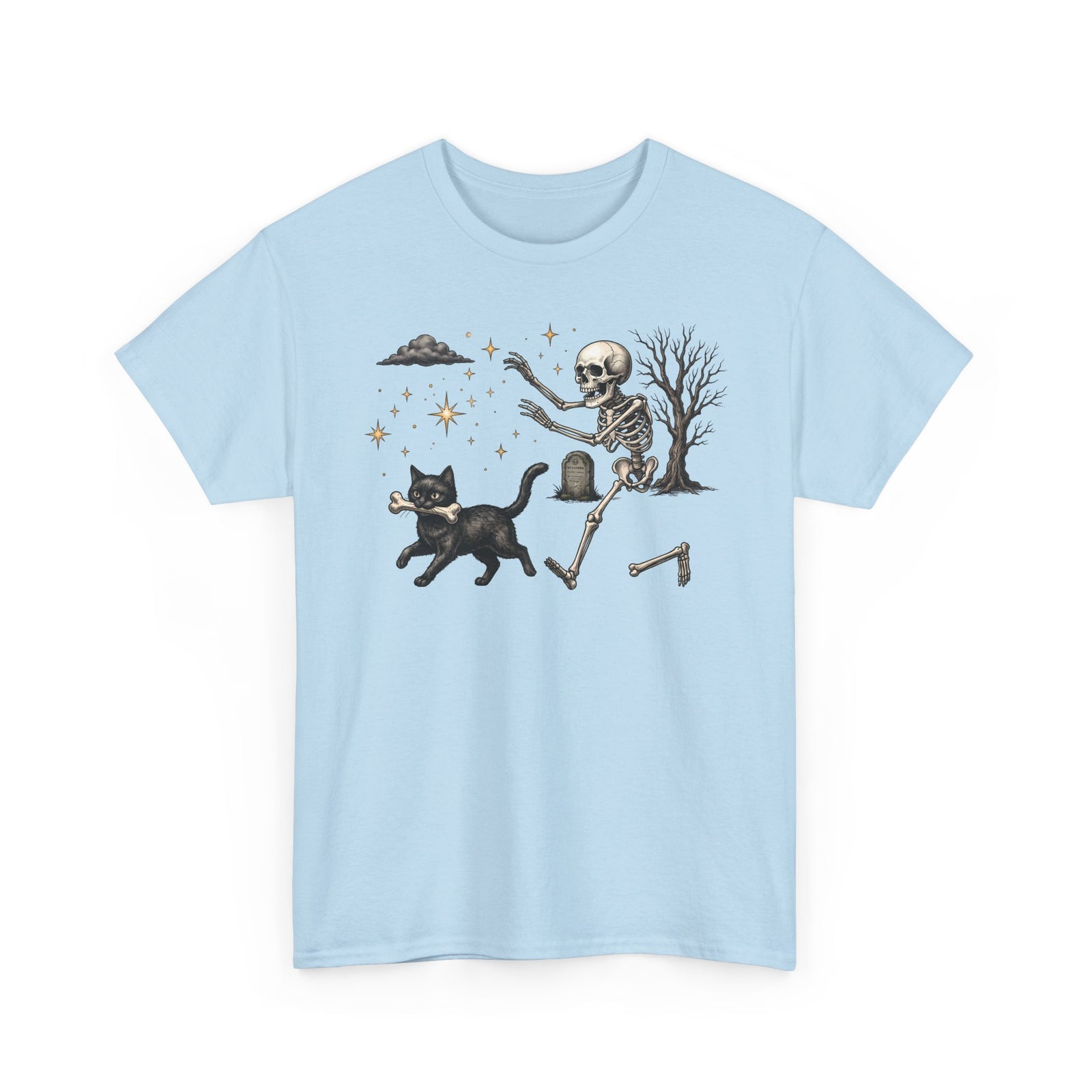 The Great Bone Robbery Black Cat Skeleton Shirt — Funny Spooky Halloween T-Shirt