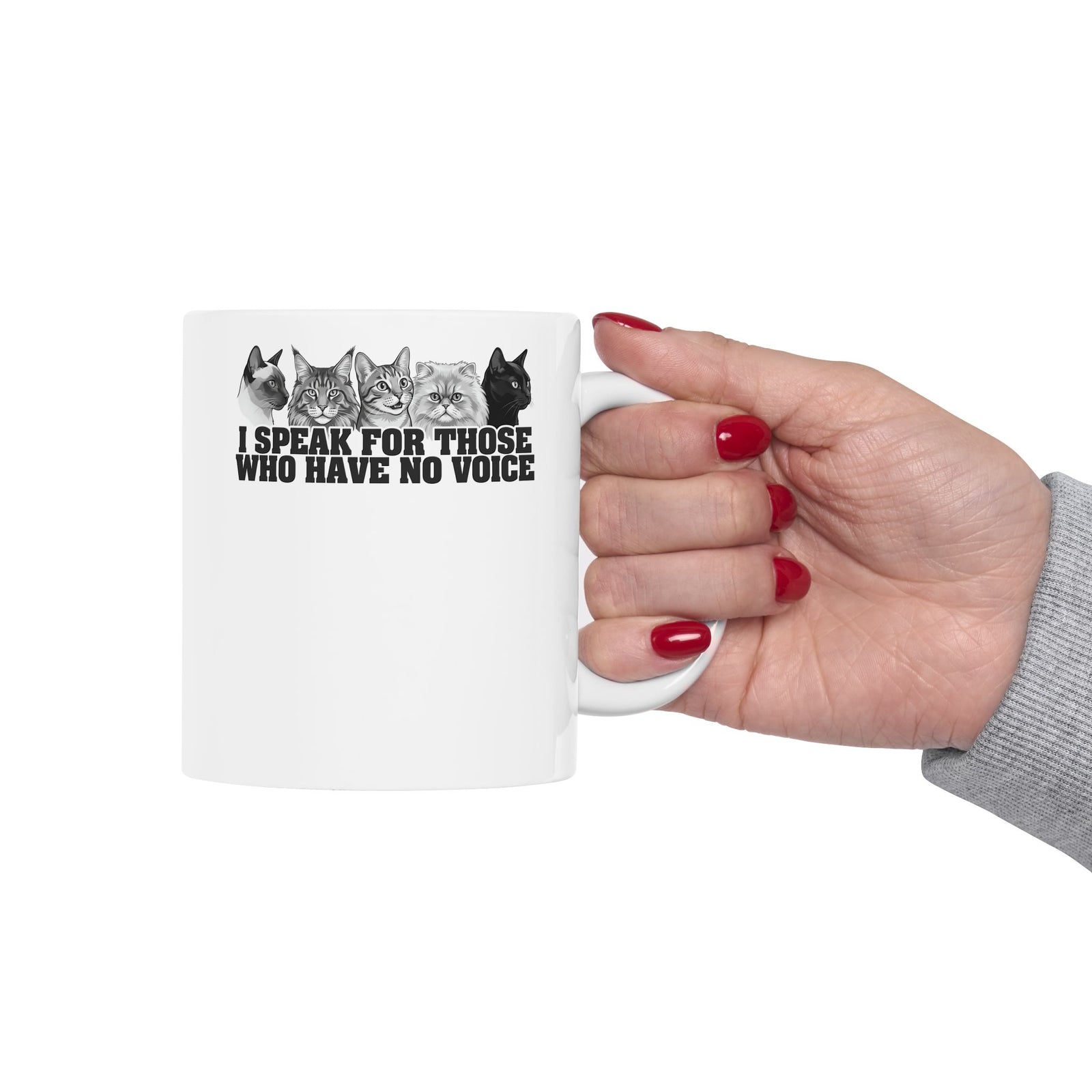 Cat Lover Ceramic Mug — "I Speak for Those Who Have No Voice" Animal Rescue Mug