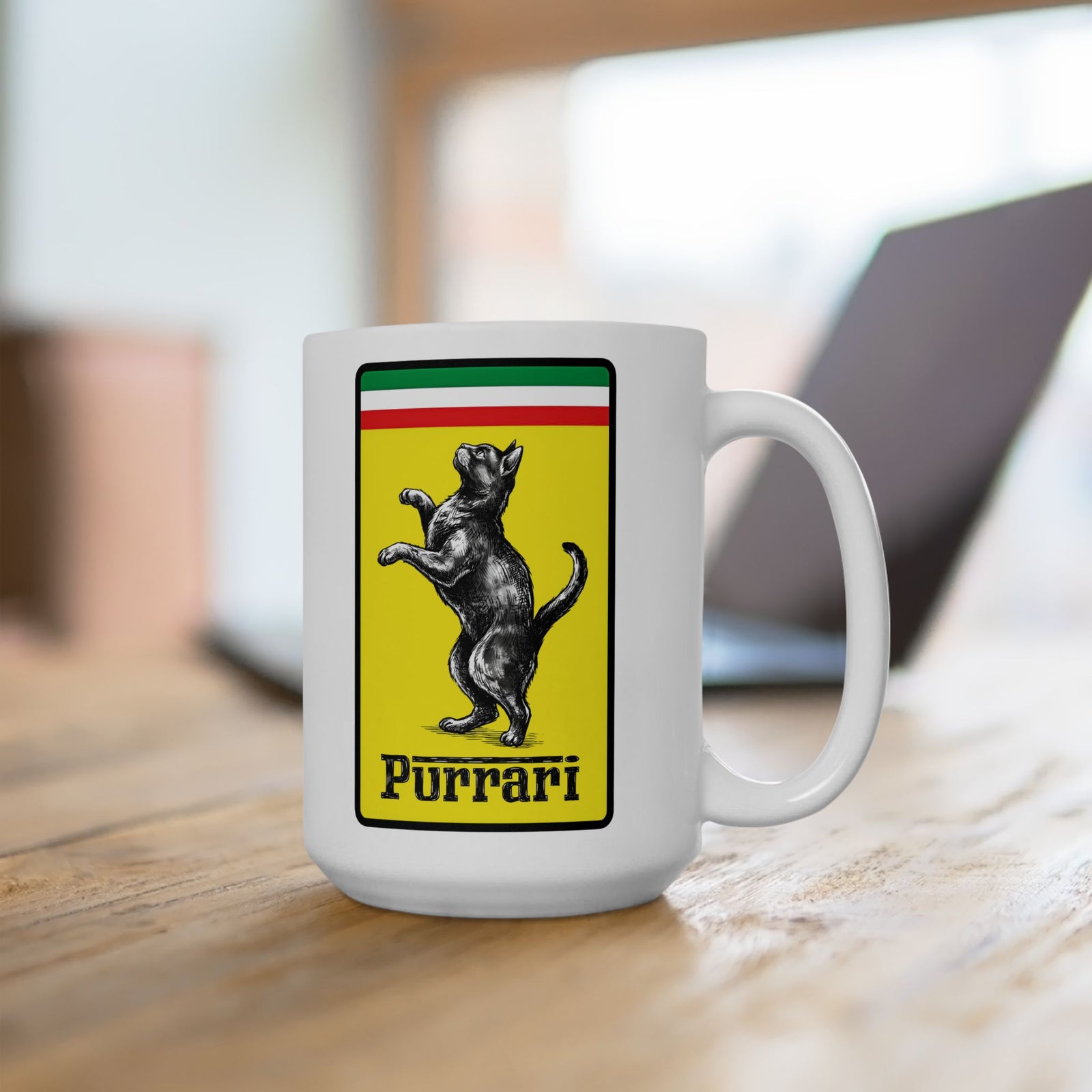 Purrari Mug — Cat Racing Graphic Ceramic Mug