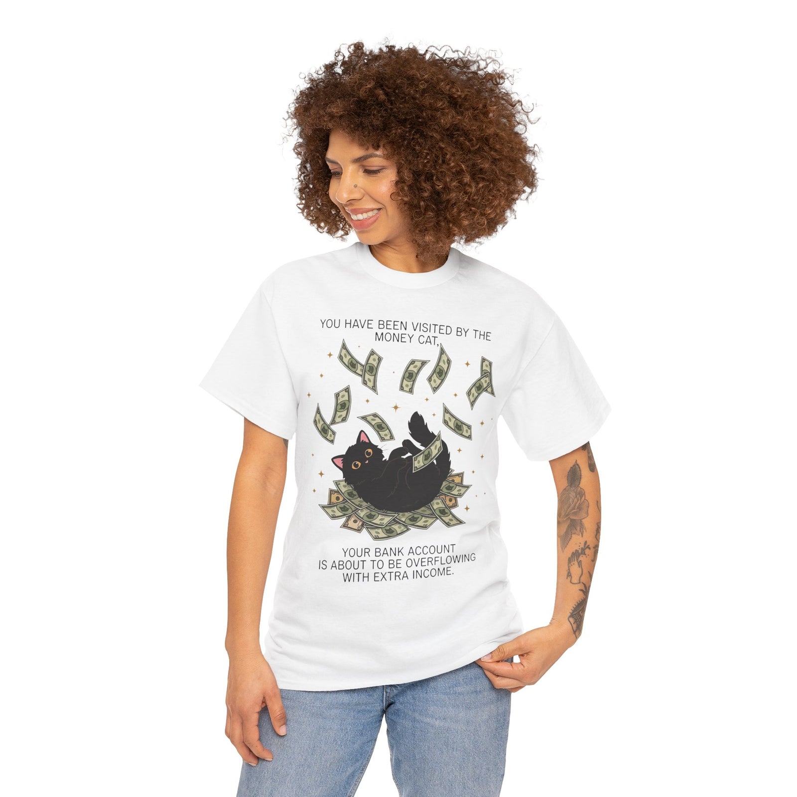Money Cat T‑Shirt 'You Have Been Visited by the Money Cat' Lucky Cash Tee