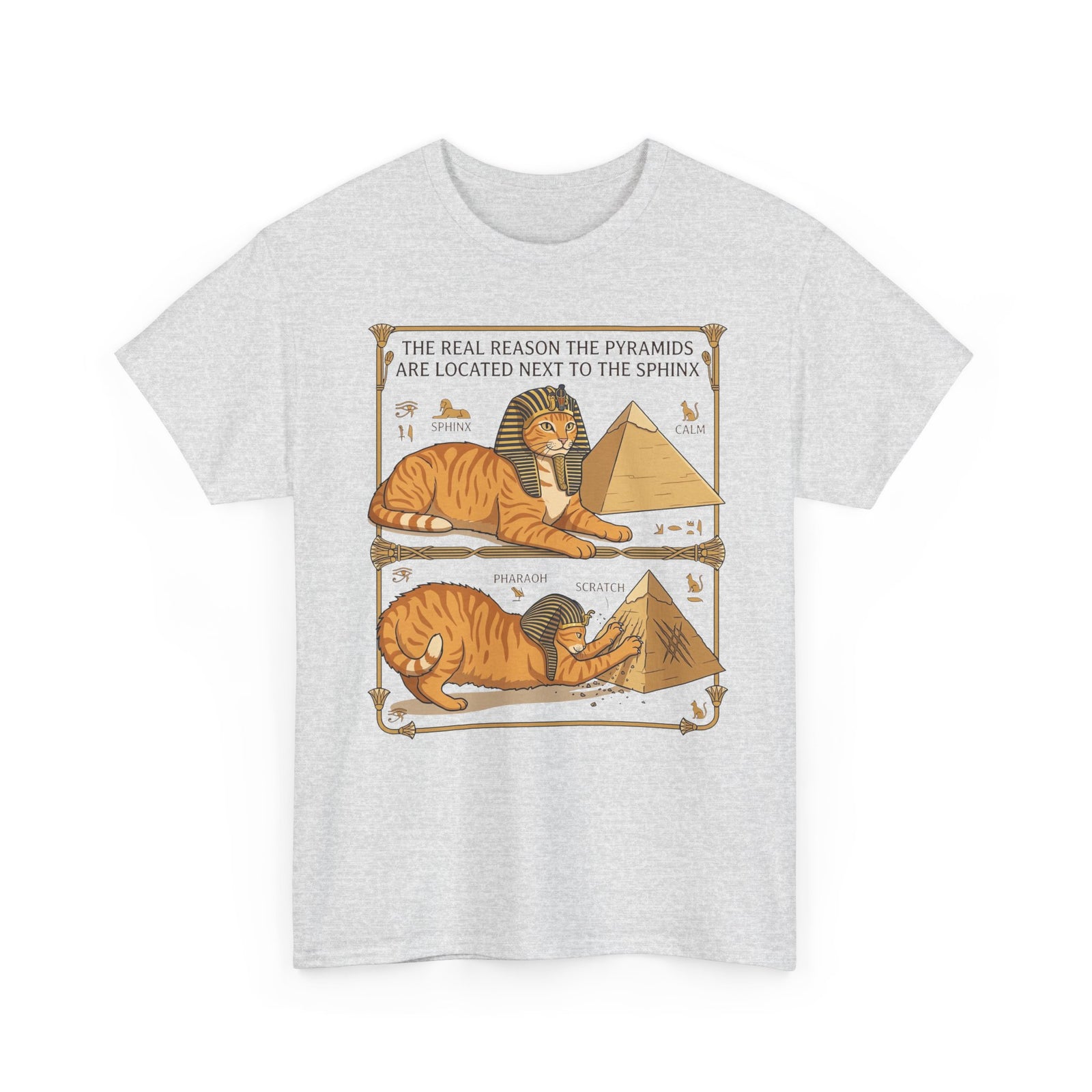 Funny Cat Pyramids Sphinx T-Shirt Ancient Egypt Scratching Design