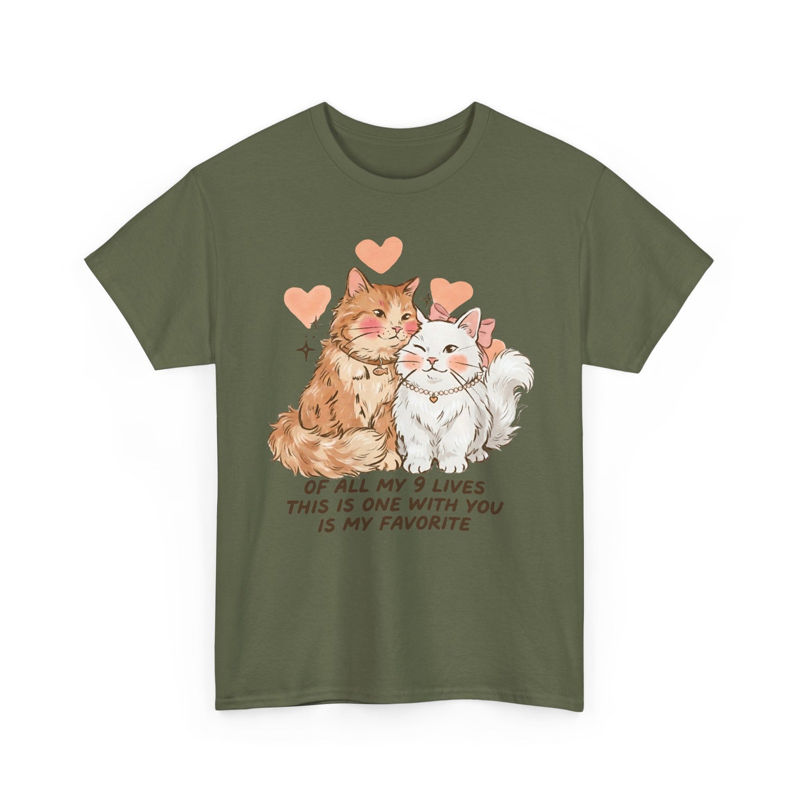 Of All My 9 Lives T-Shirt — Cute Wholesome Romantic Feline Graphic Tee