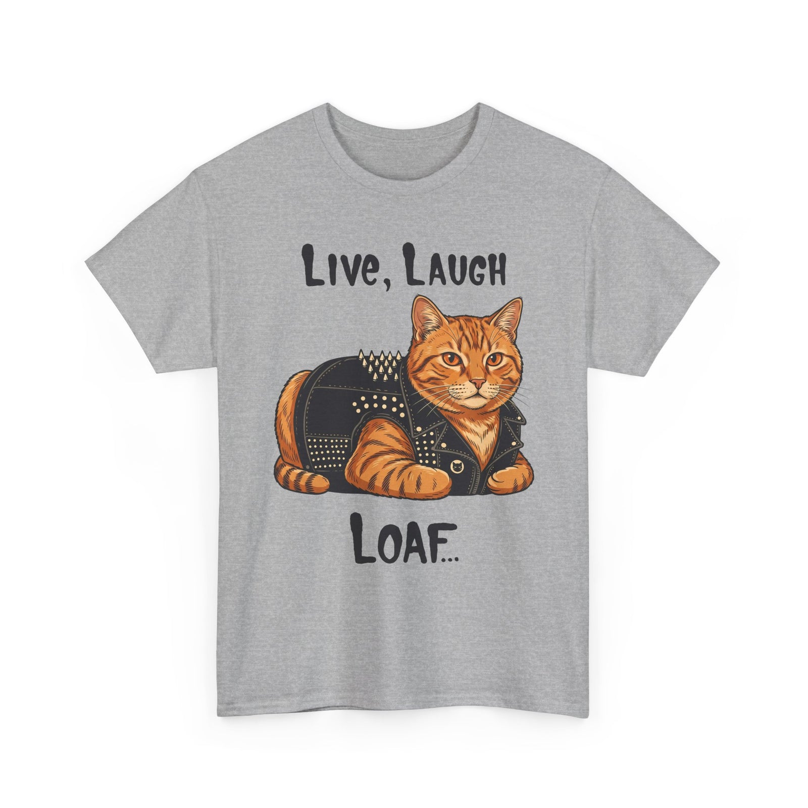 "Live, Laugh, Loaf" Punk Rock Orange Cat T-Shirt