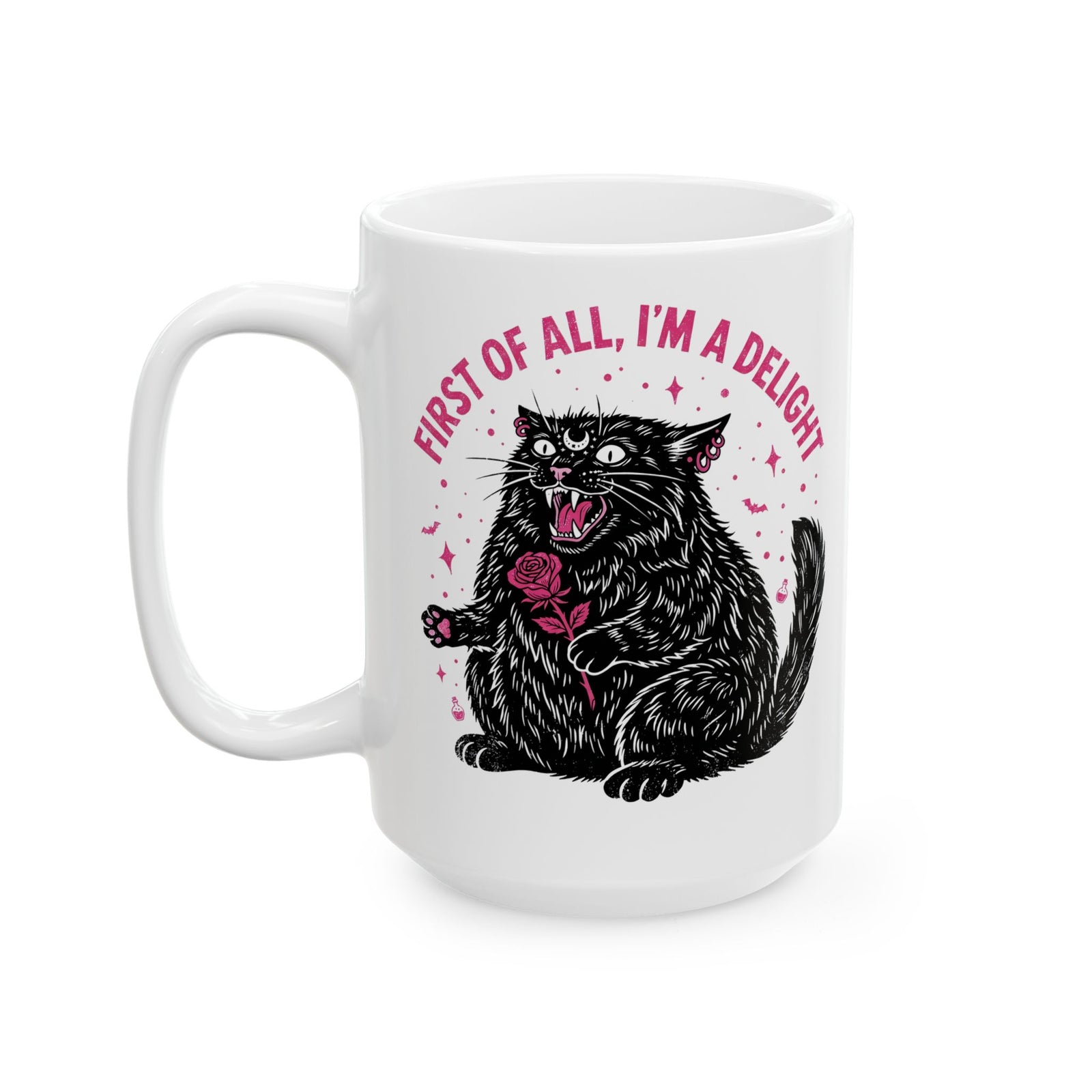 Black Cat "First of All I'm a Delight" Ceramic Mug
