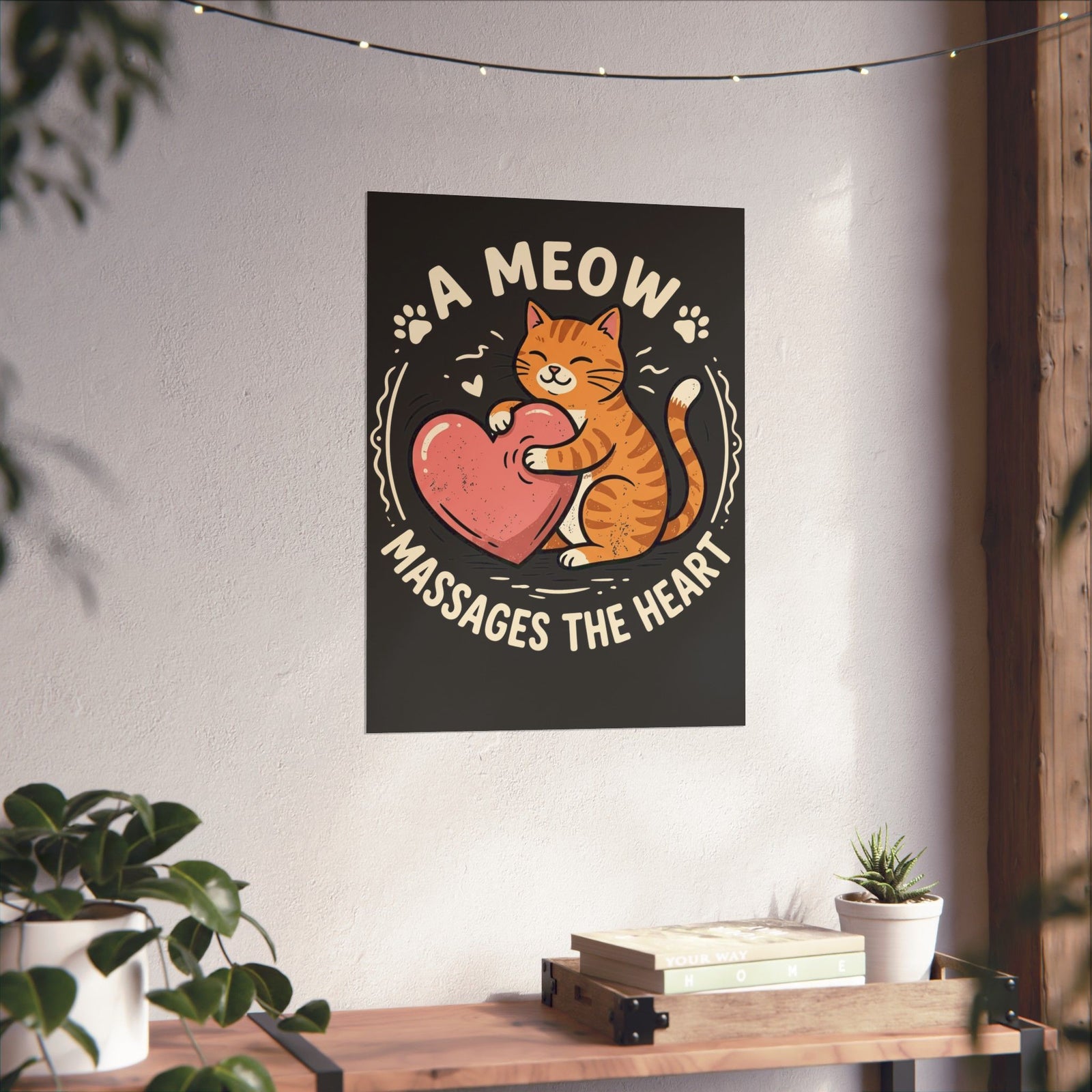 'A Meow Massages The Heart' Cat Poster