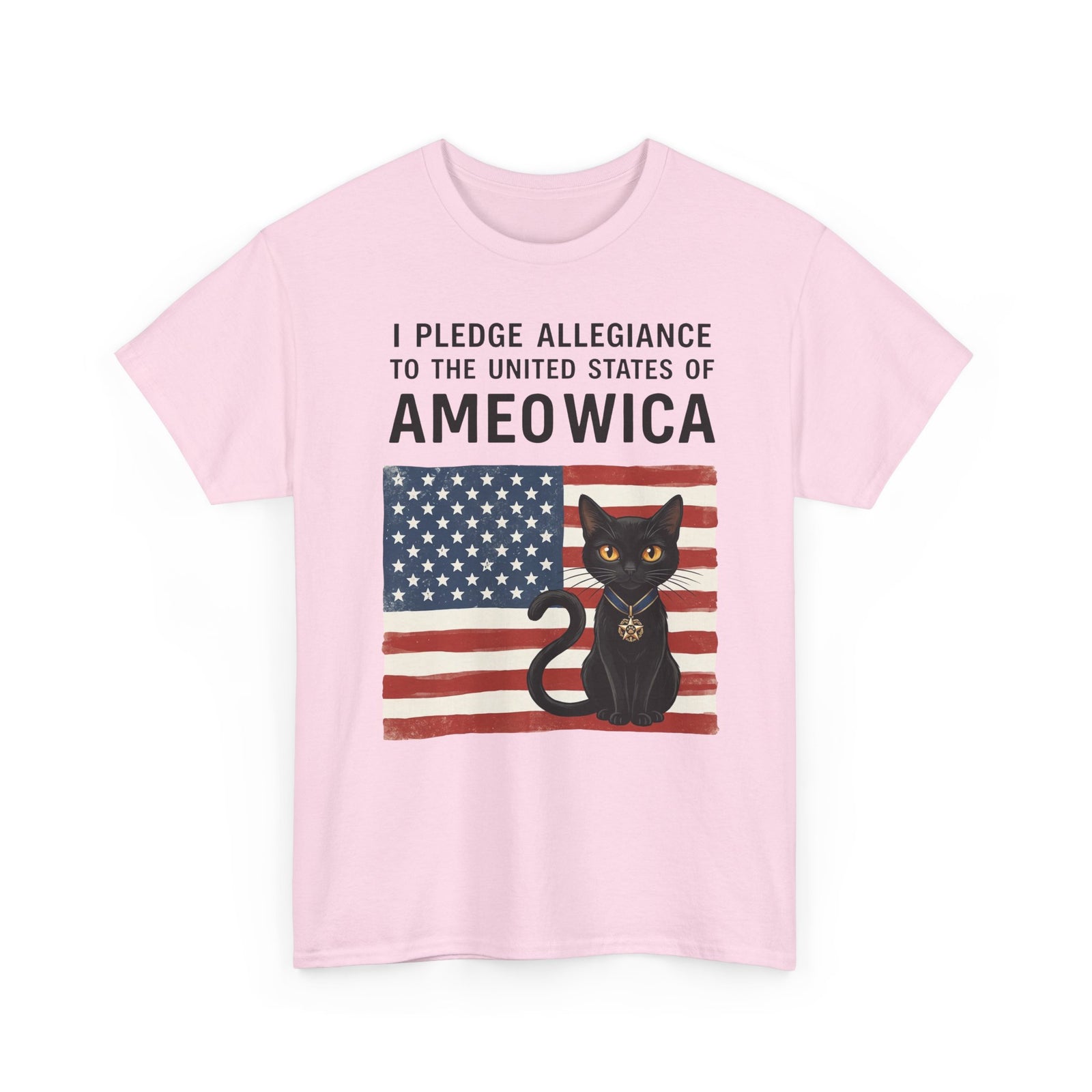 "United States of Ameowica" Funny Patriotic Black Cat T-Shirt