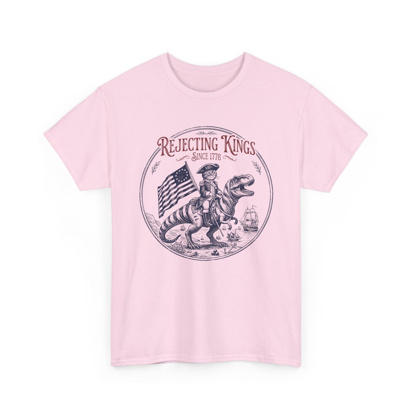 Funny Cat T-Shirt "Rejecting Kings, One Meow at a Time" Fourth of July Tee