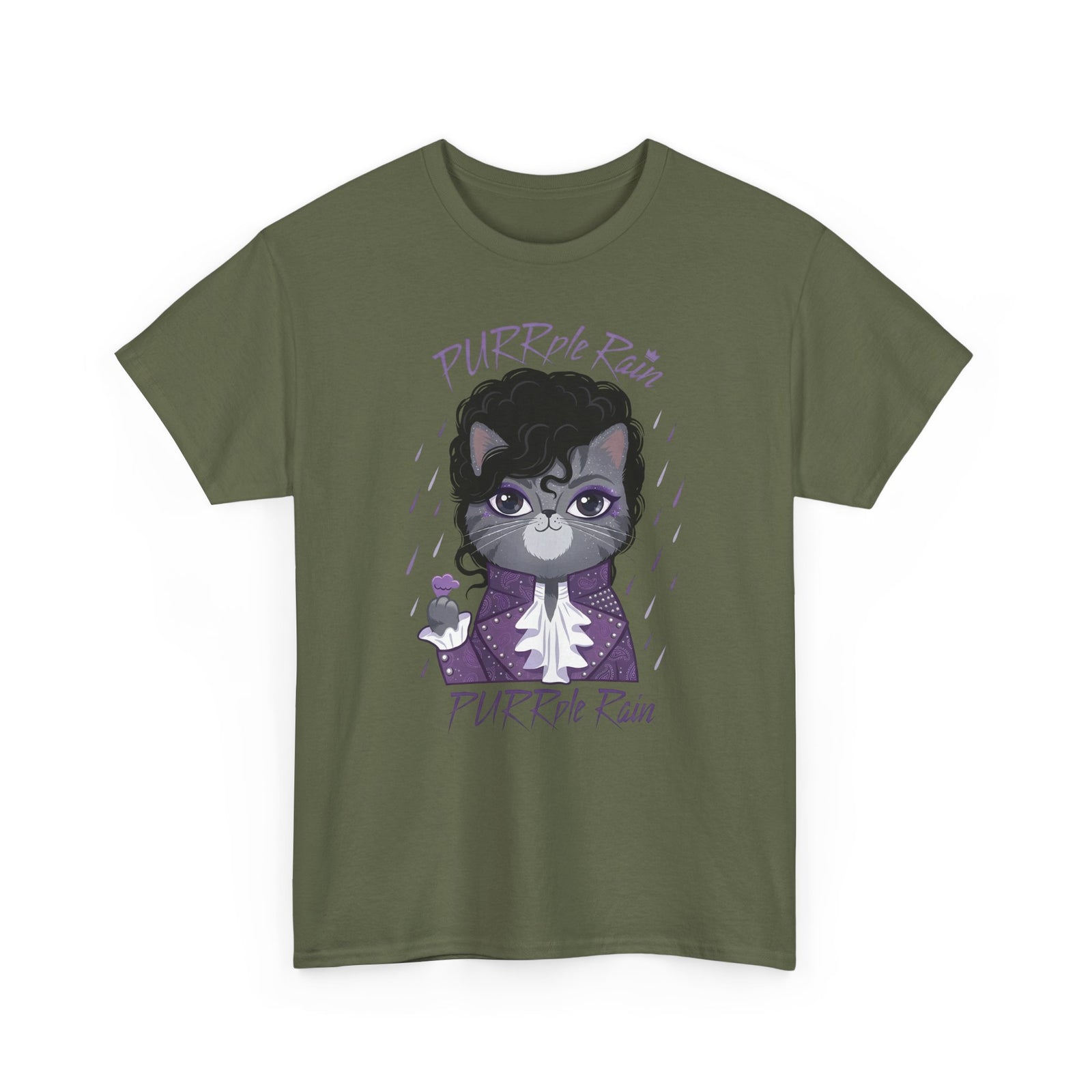 Purrple Rain Cat Parody T-Shirt — Cute Cat 'Purrple Rain' Graphic Tee