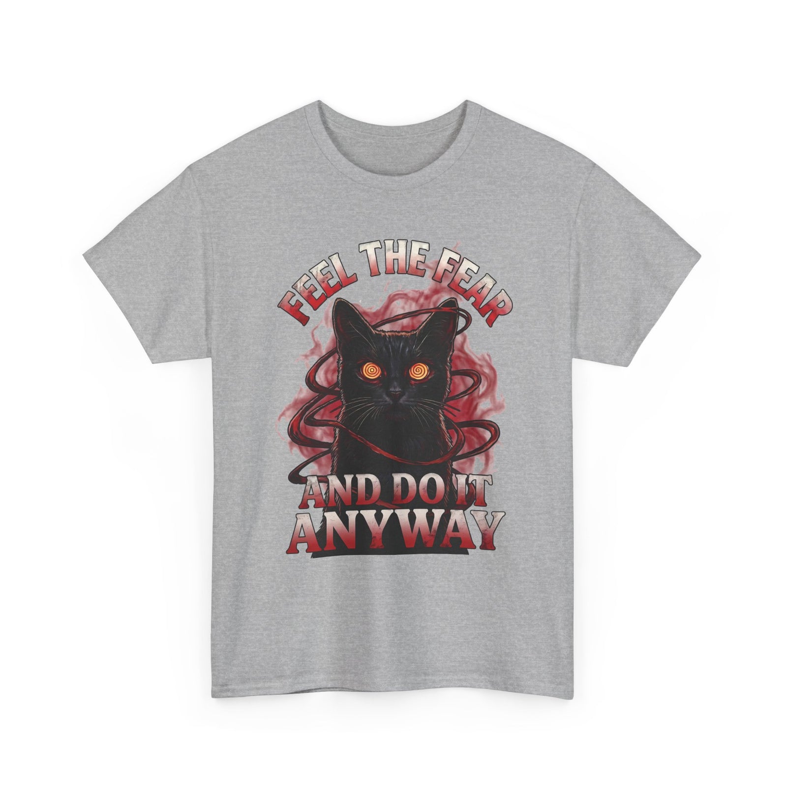Feel The Fear And Do It Anyway T-Shirt — Hypnotic Black Cat Horror Graphic