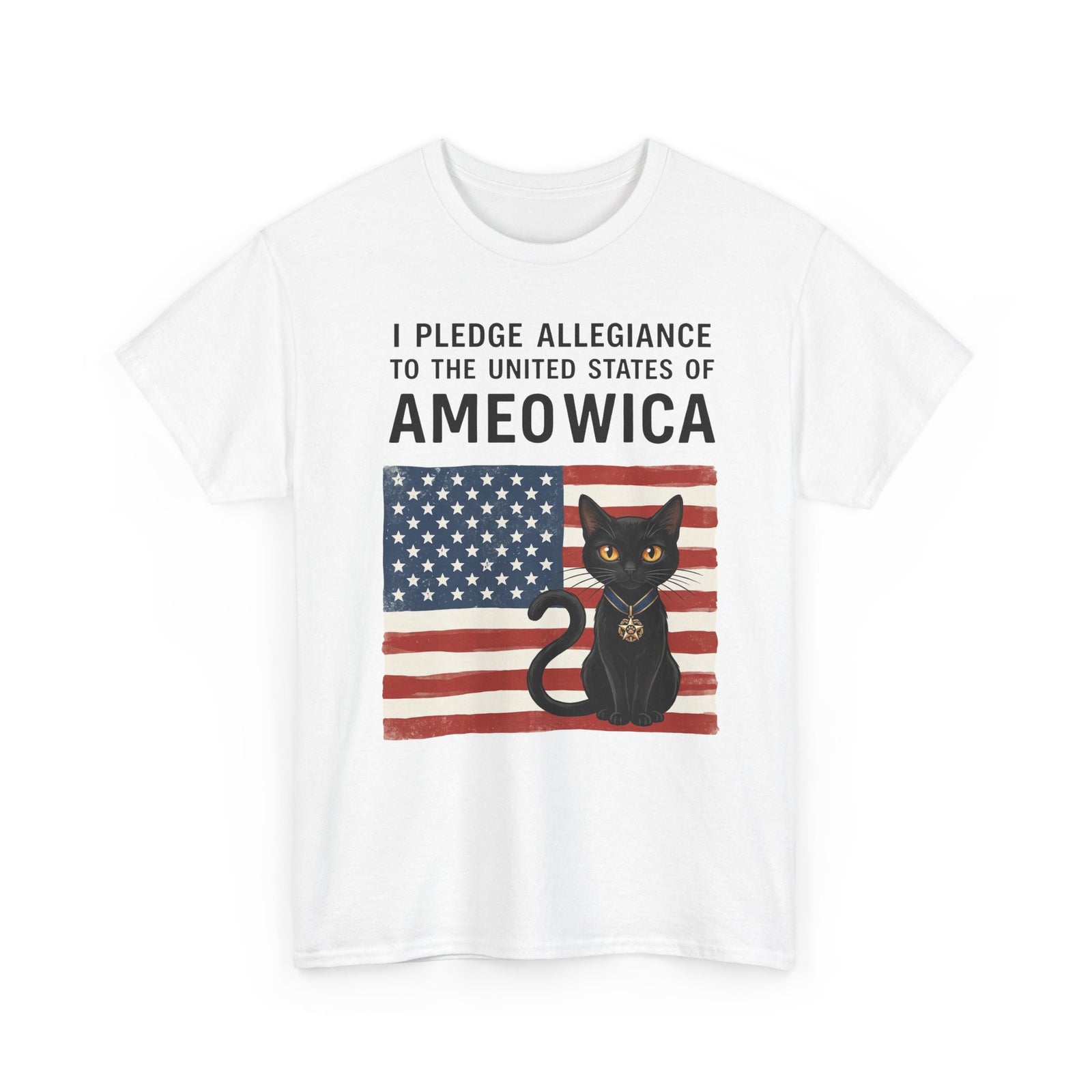 United States of Ameowica Funny Patriotic Black Cat T-Shirt