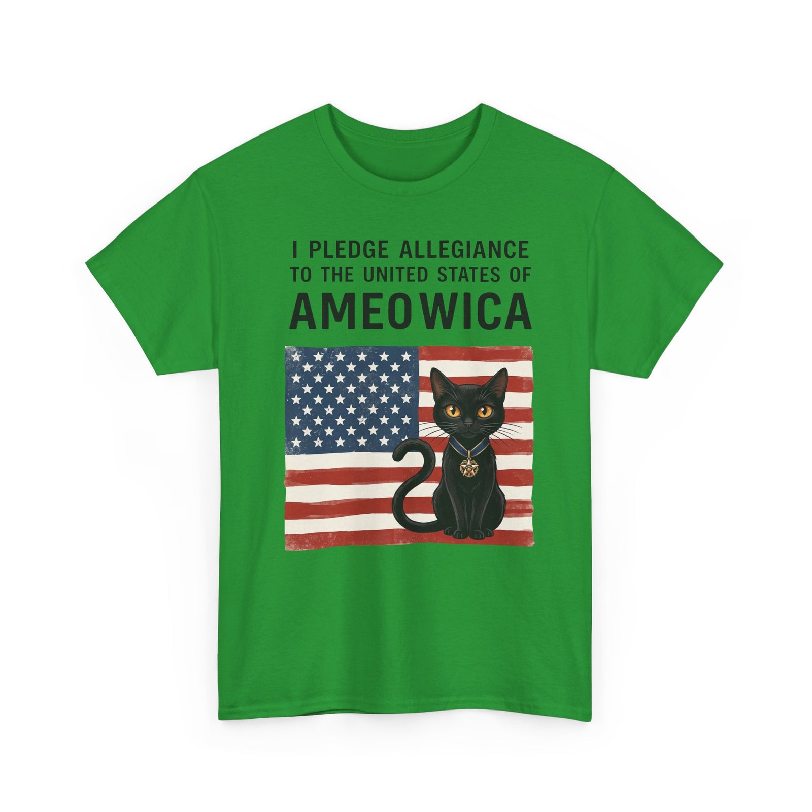 "United States of Ameowica" Funny Patriotic Black Cat T-Shirt