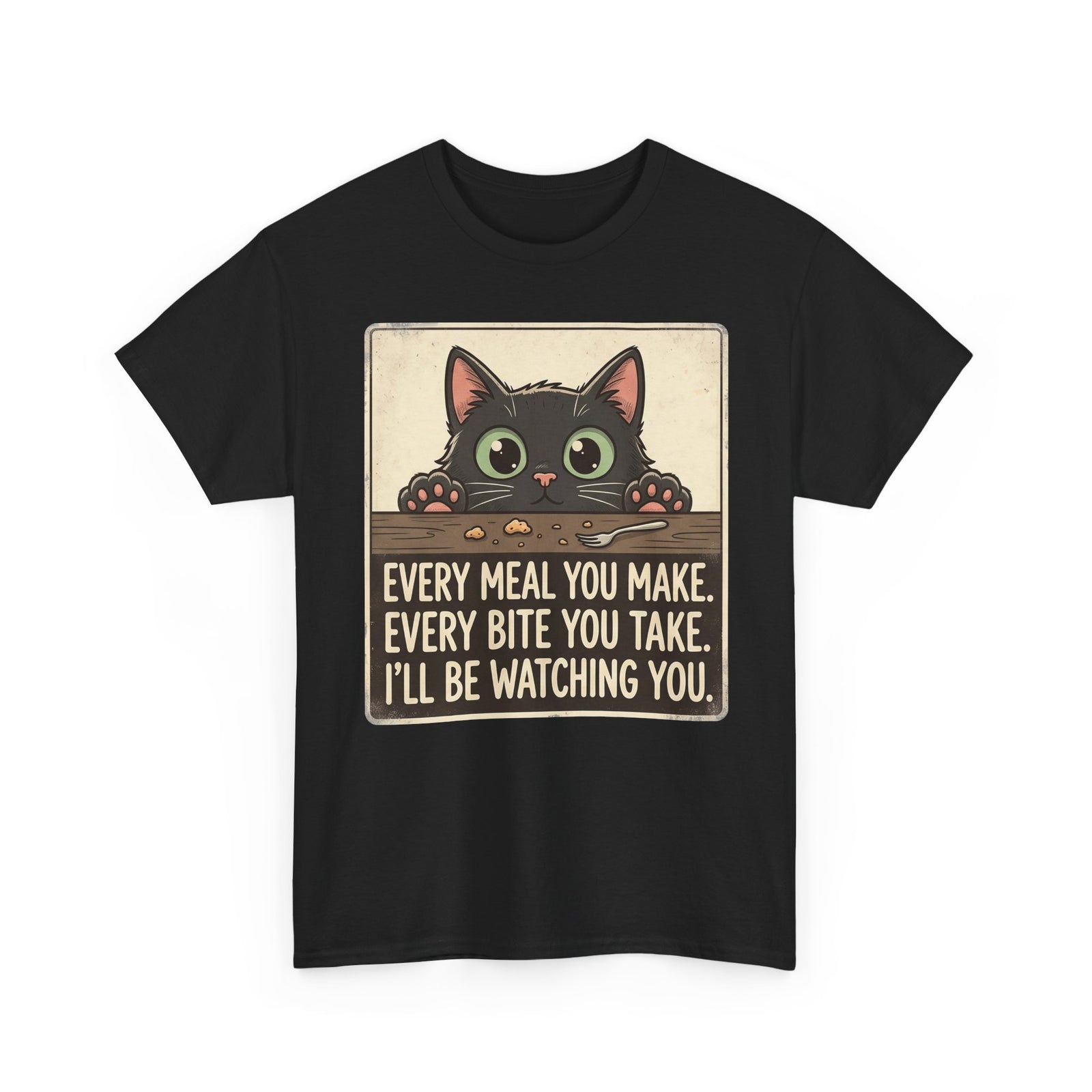 Cute Stalker Cat Watching You T-Shirt — Funny Cat Lover Tee