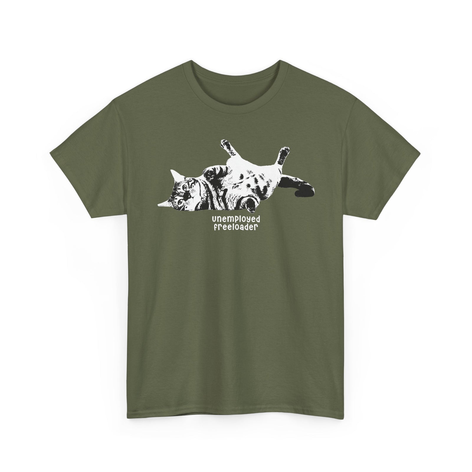 Unemployed Freeloader Cat T-Shirt — Funny Lazy Cat Graphic Tee
