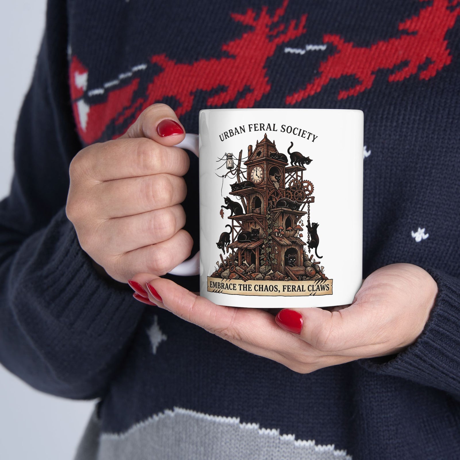Black Cats Urban Feral Society Ceramic Mug