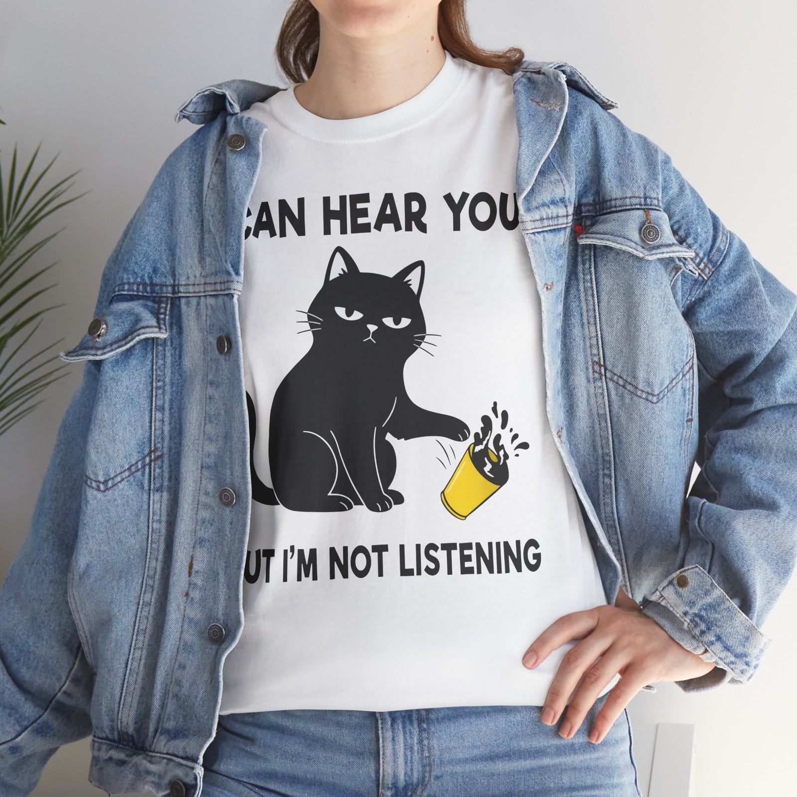 I Can Hear You But I'm Not Listening Funny Cat T-Shirt - Sarcastic Cat Lover Gift