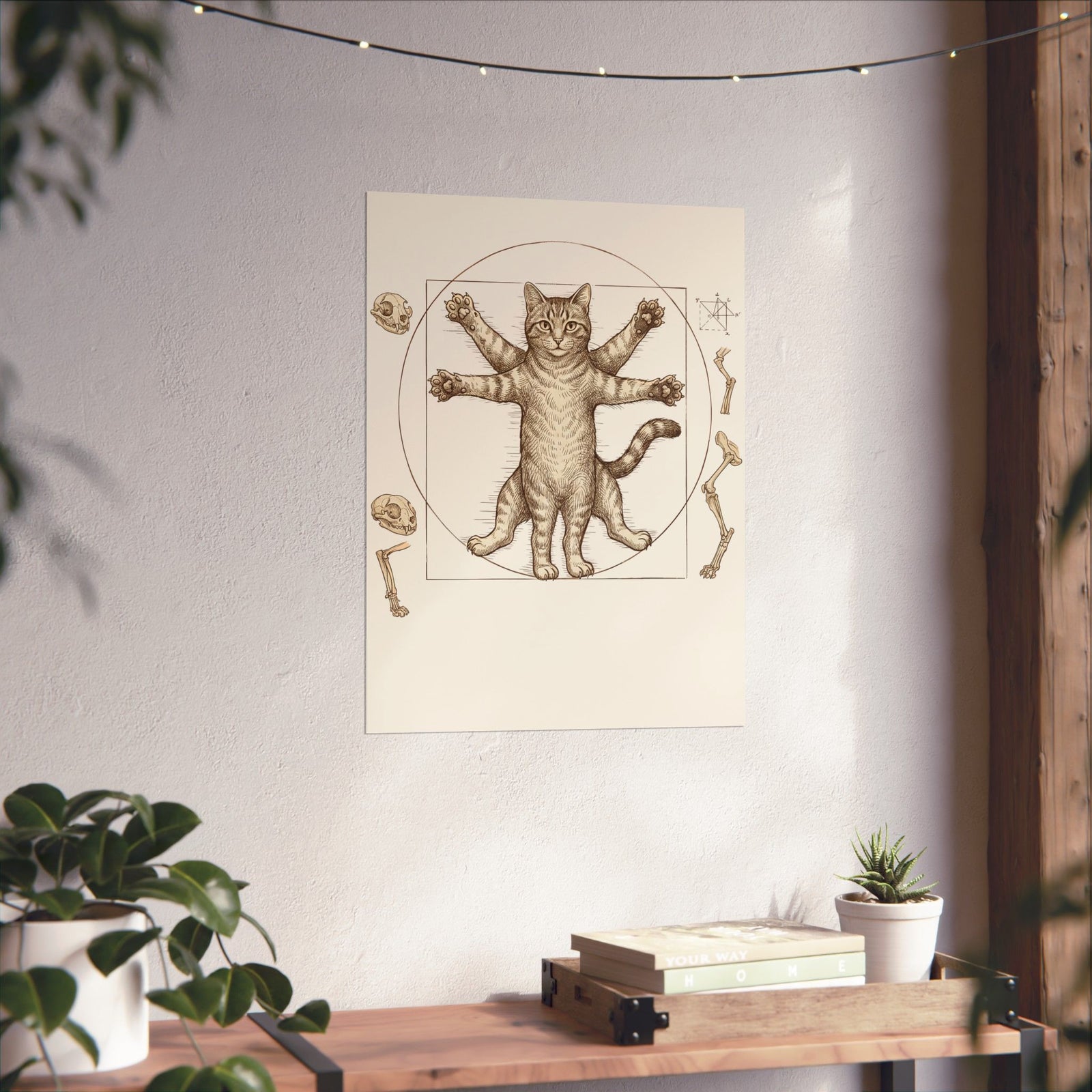 Vitruvian Cat Poster — Anatomical Cat Art Poster